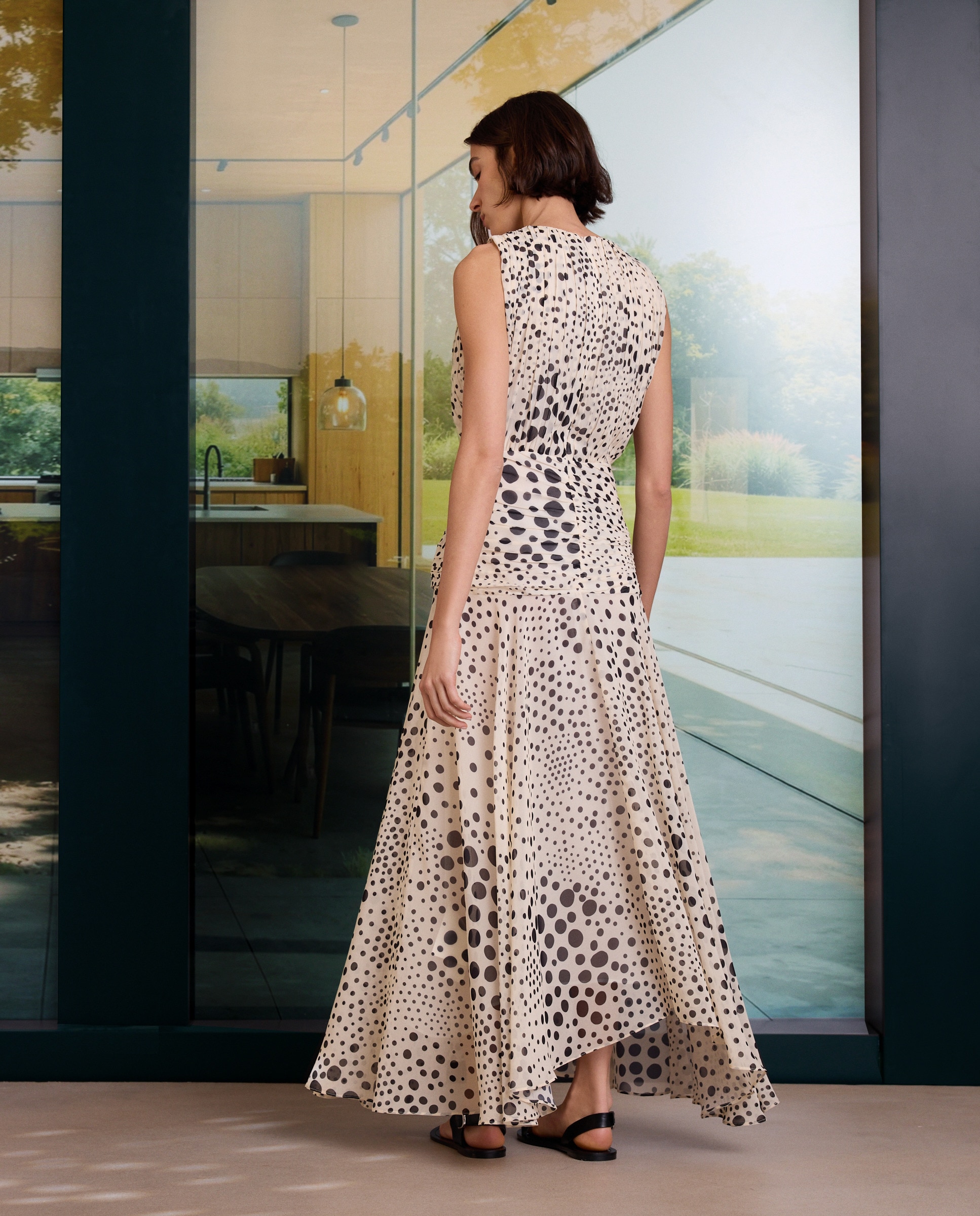 Vestido comprido às bolinhas Branco-3