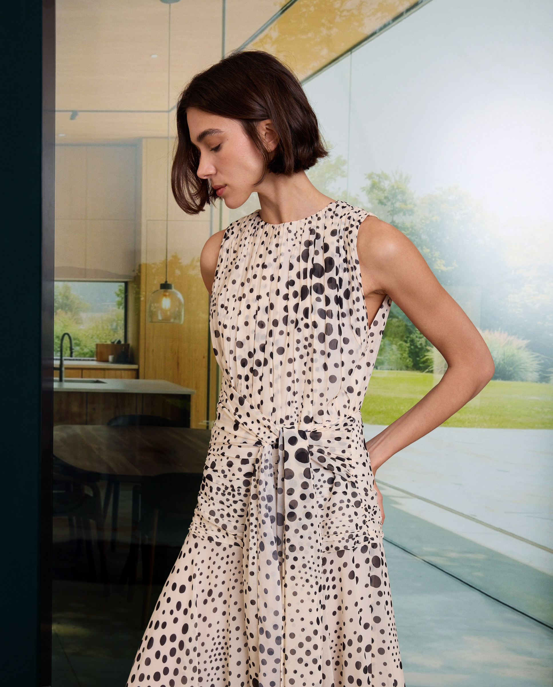 Vestido comprido às bolinhas Branco-2