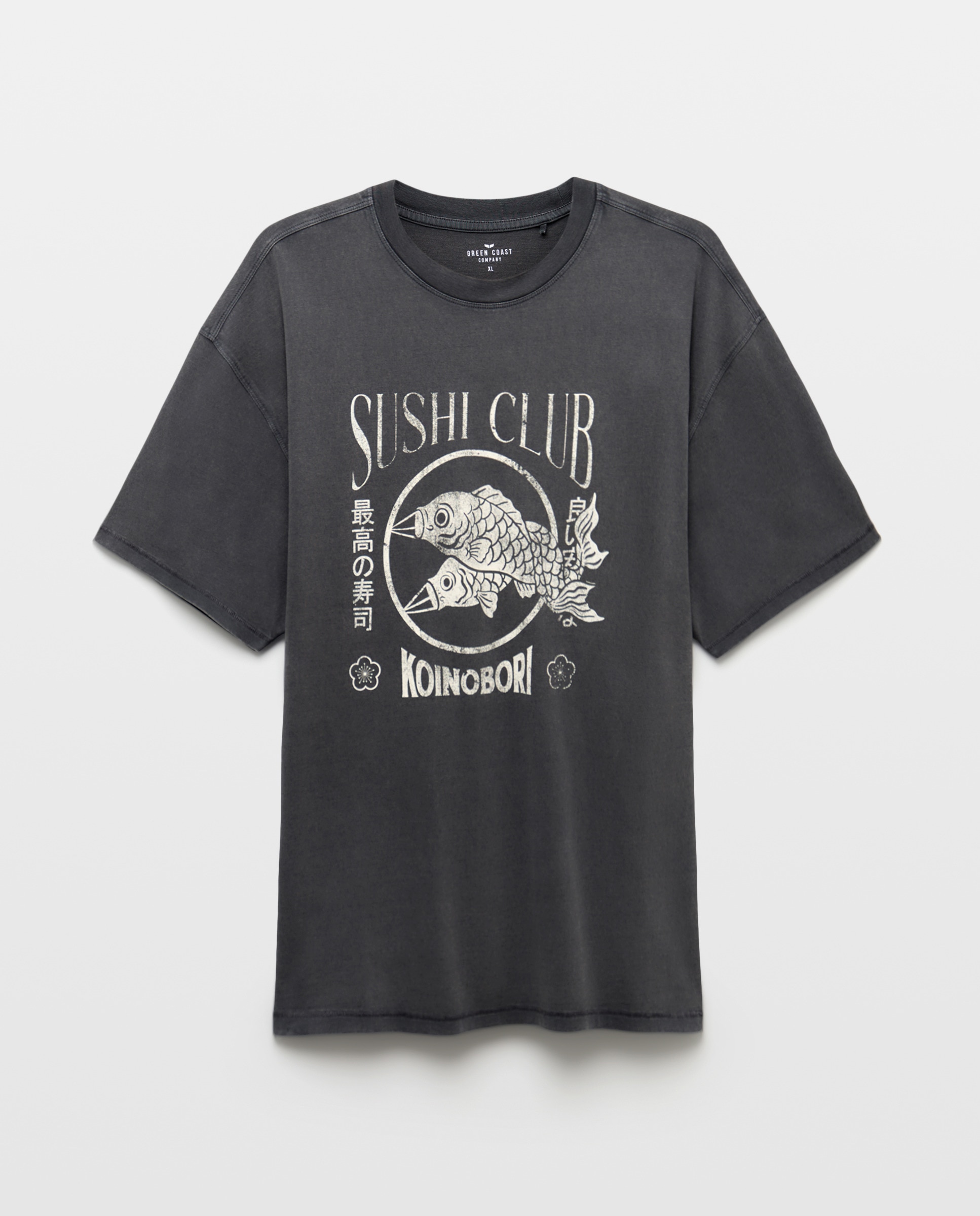 T-shirt de Manga Curta Garment Dye Print Preto-4