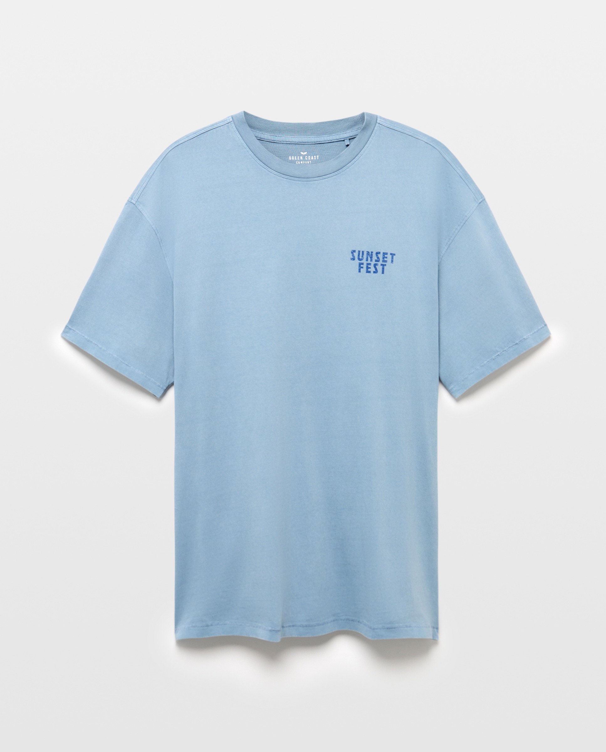T-shirt de Manga Curta Garment Dye Print Azul-4