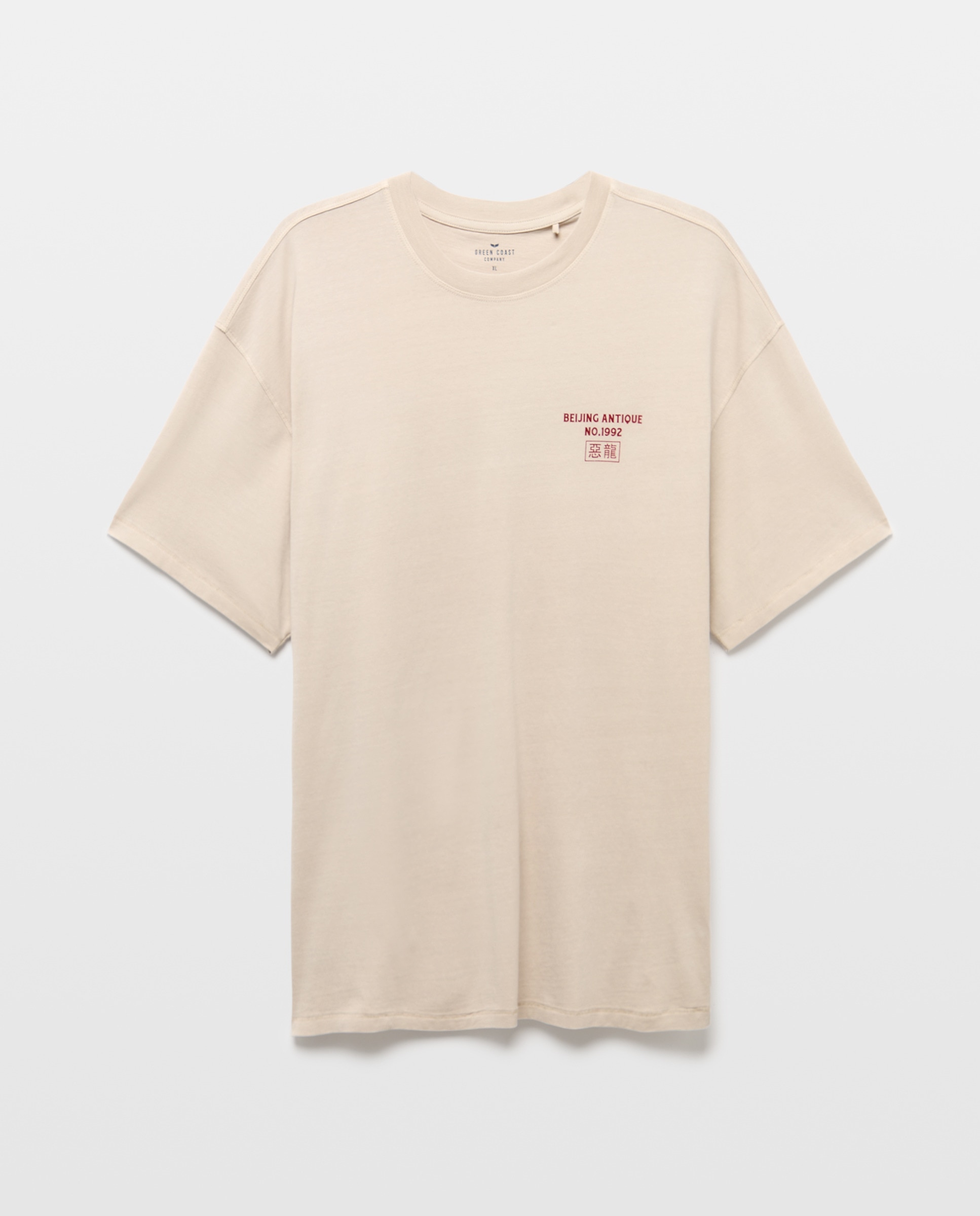T-shirt de Manga Curta Garment Dye Print Branco-4