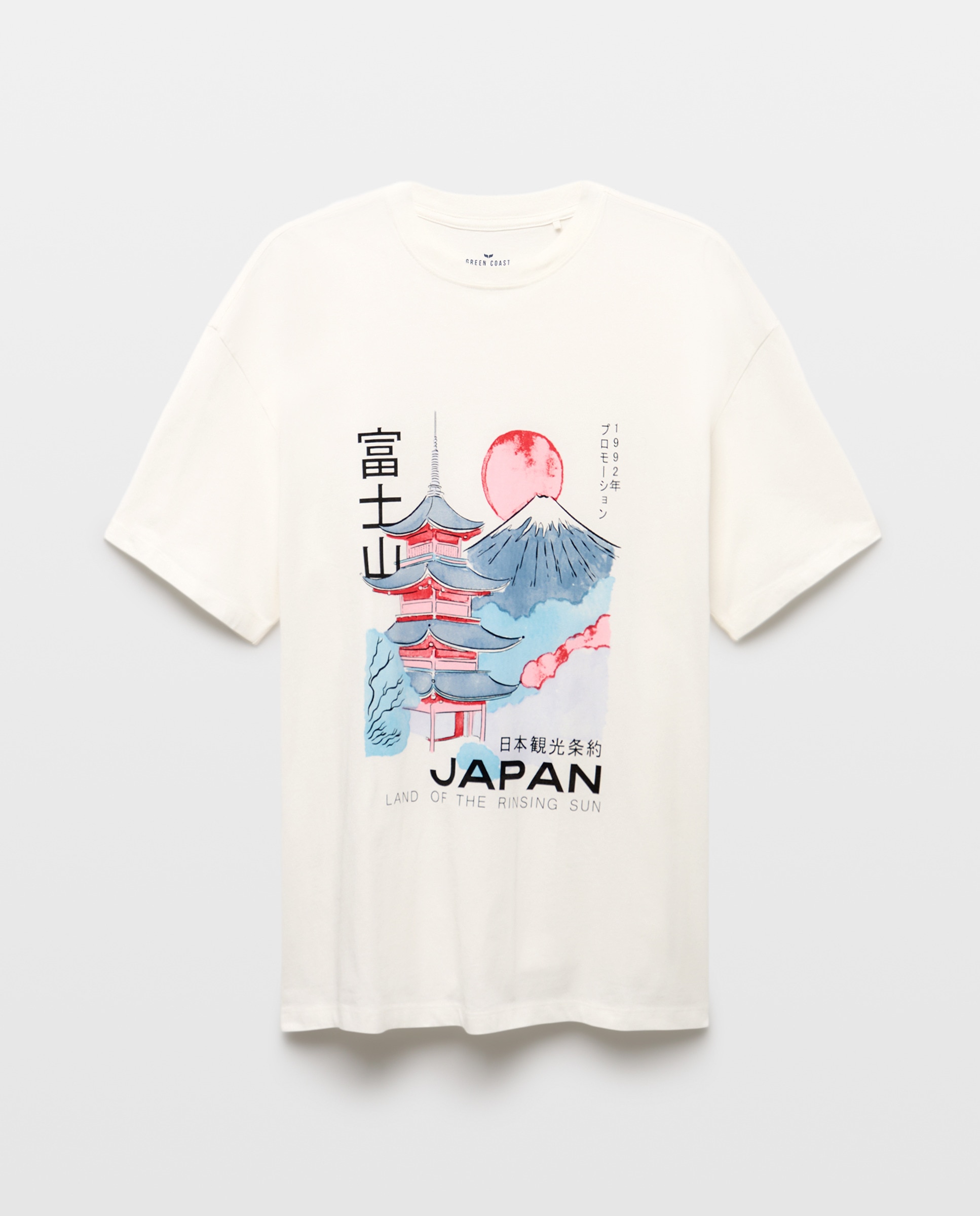 T-shirt de Manga Curta Garment Dye Print Branco-4