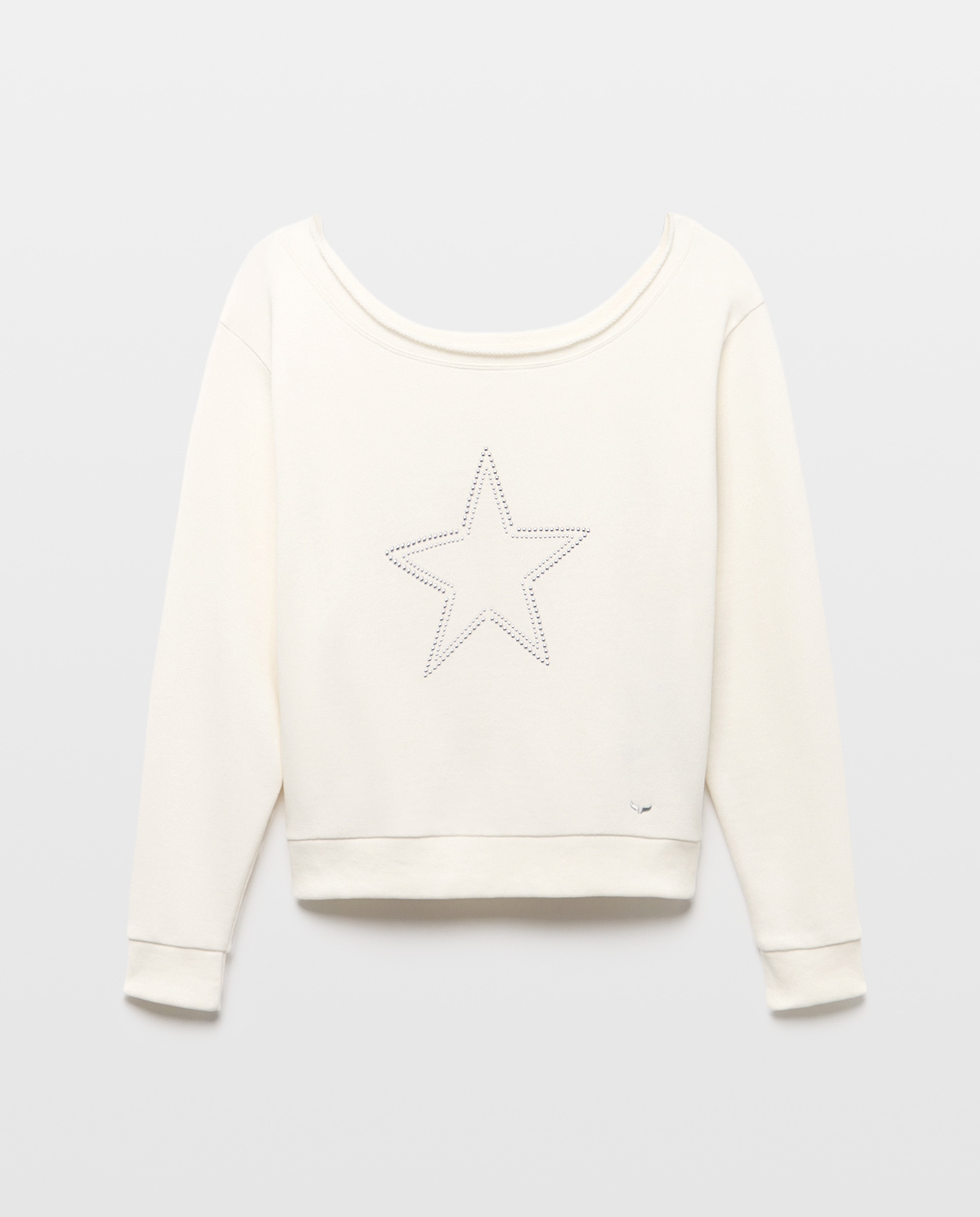 Sweatshirt Assimétrica com Estrela Branco-marfim-4