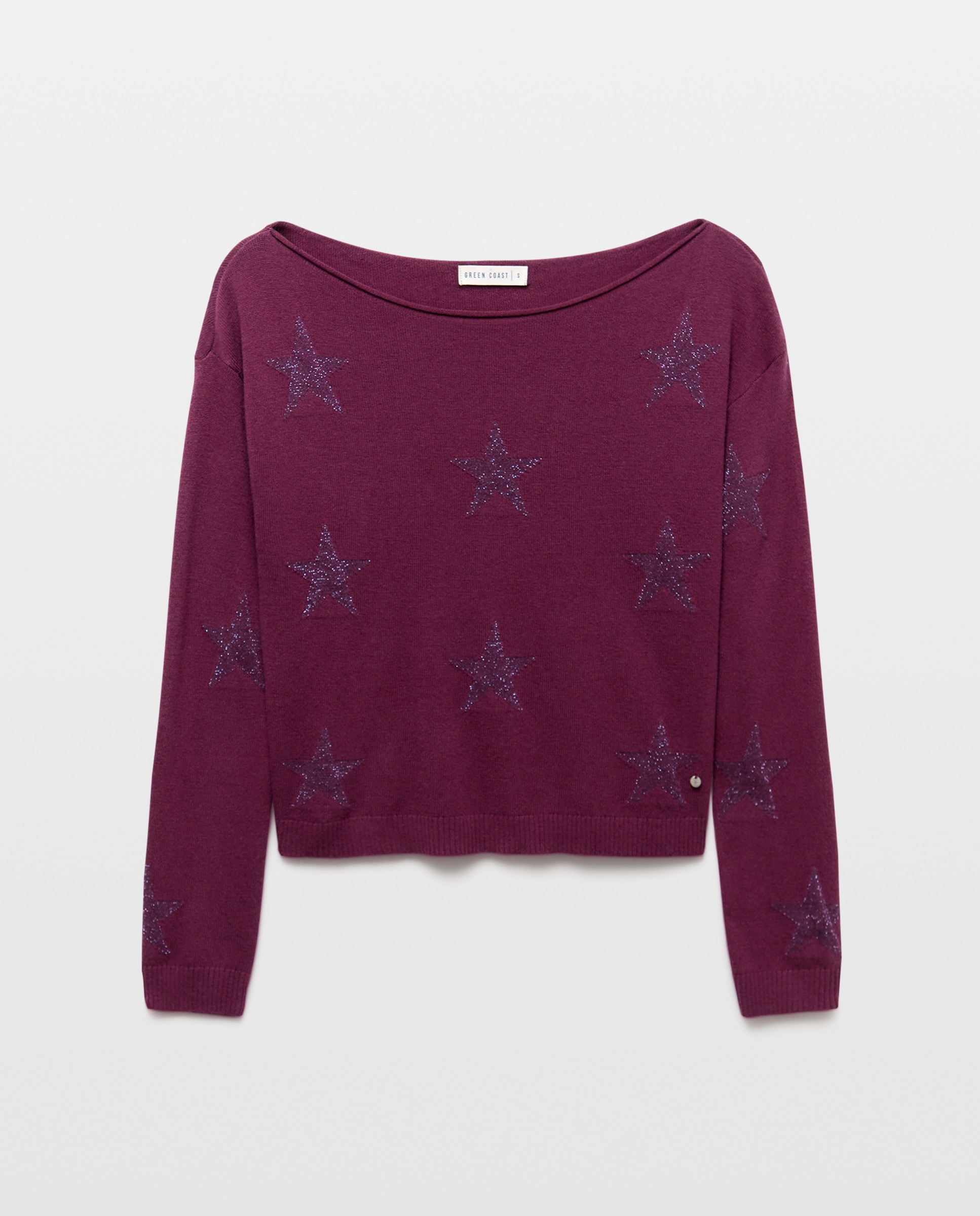Imagem 0 de Camisola de Malha com Estrelas e Decote à Barco