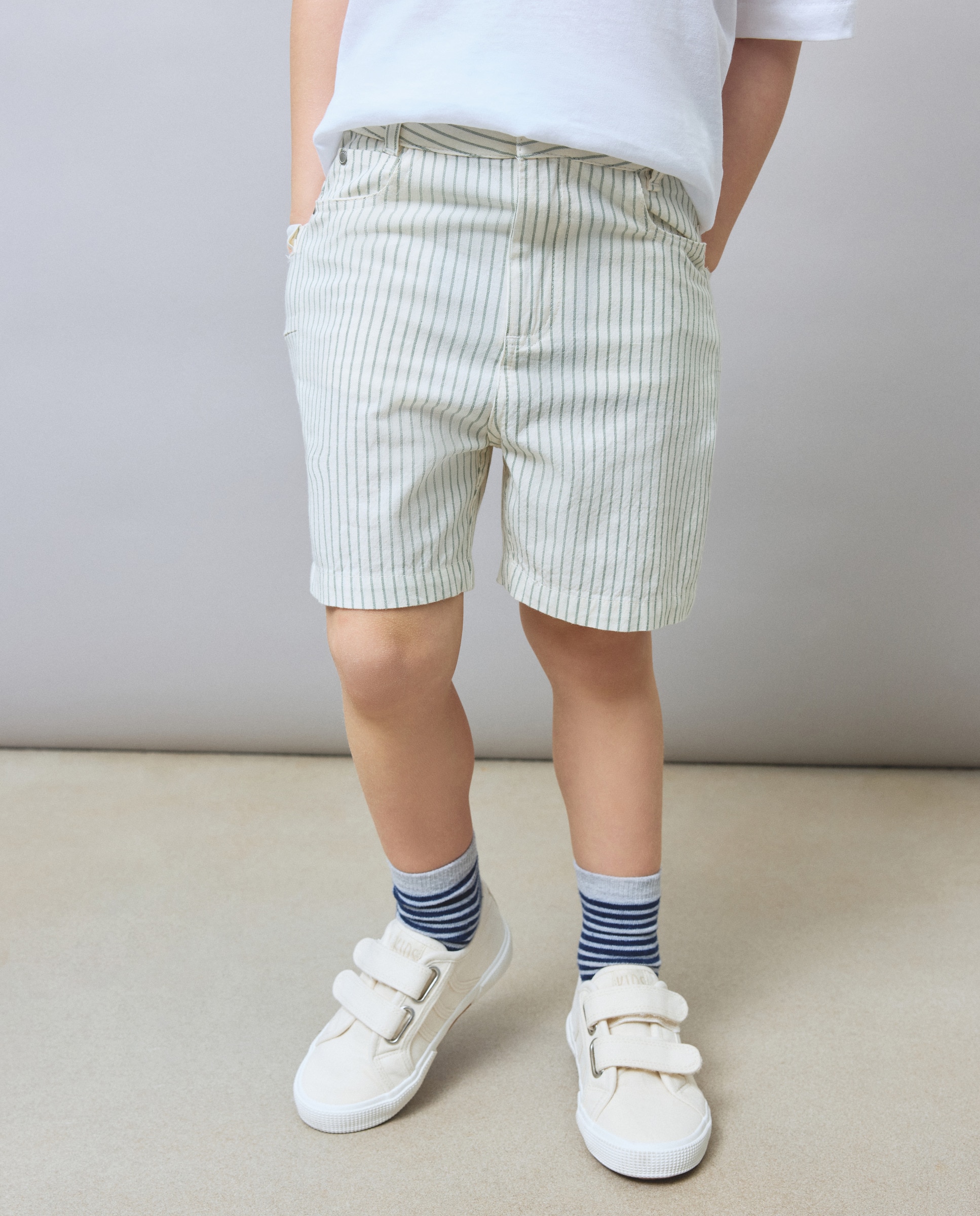 Bermudas de Sarja às Riscas Kids El Corte Inglés Castanho-2