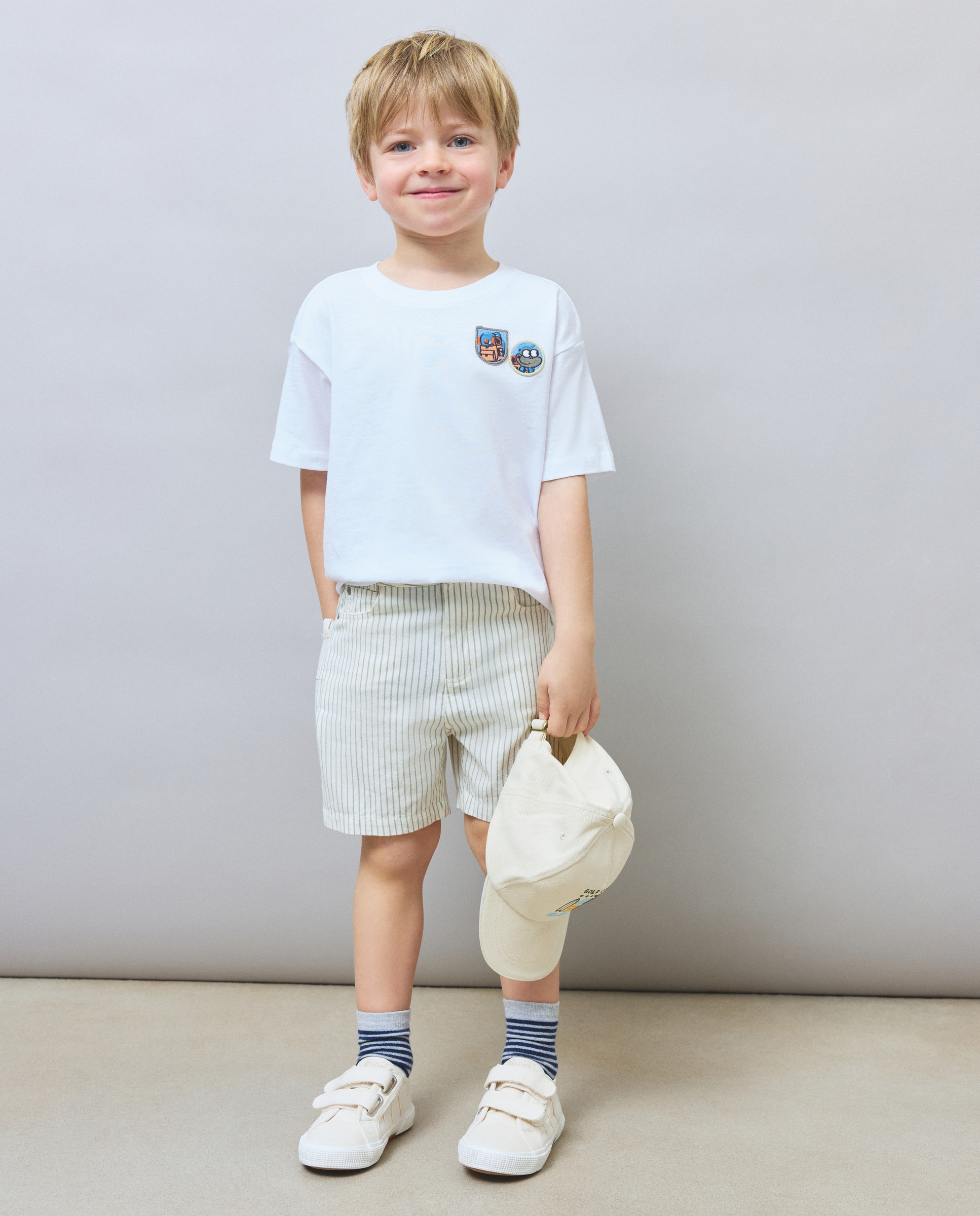Bermudas de Sarja às Riscas Kids El Corte Inglés Castanho-1