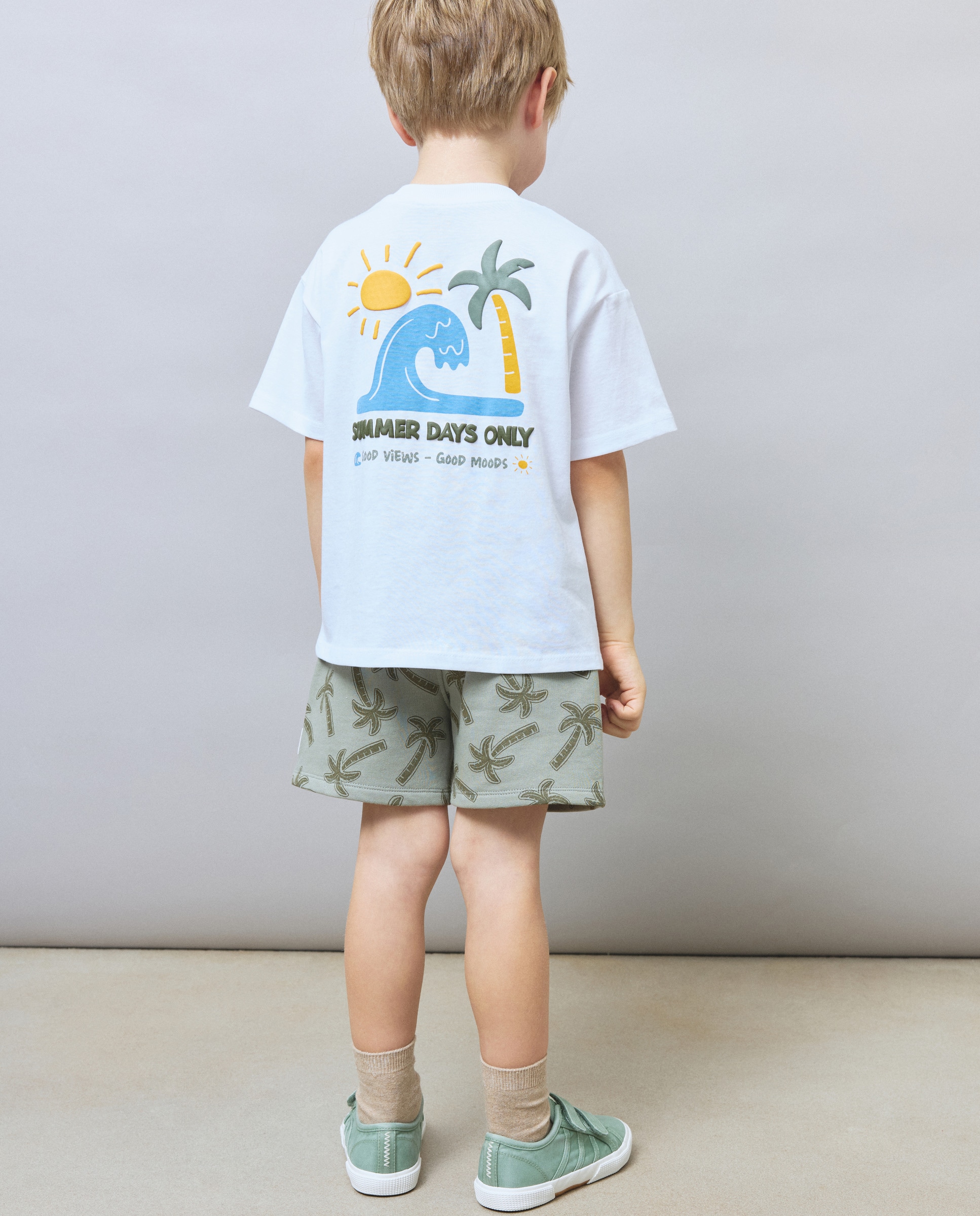 T-shirt de Manga Curta com Fantasia Gráfica e Detalhes Puffing Kids El Corte Inglés Branco-3