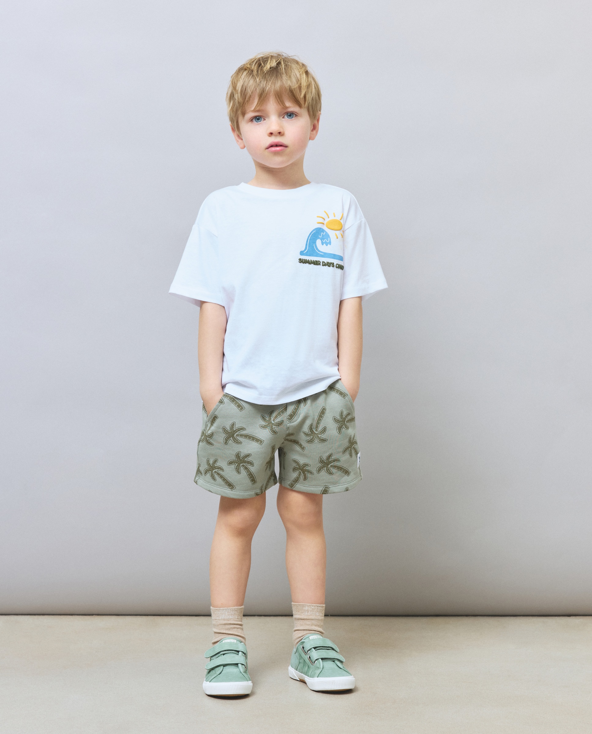 T-shirt de Manga Curta com Fantasia Gráfica e Detalhes Puffing Kids El Corte Inglés Branco-2