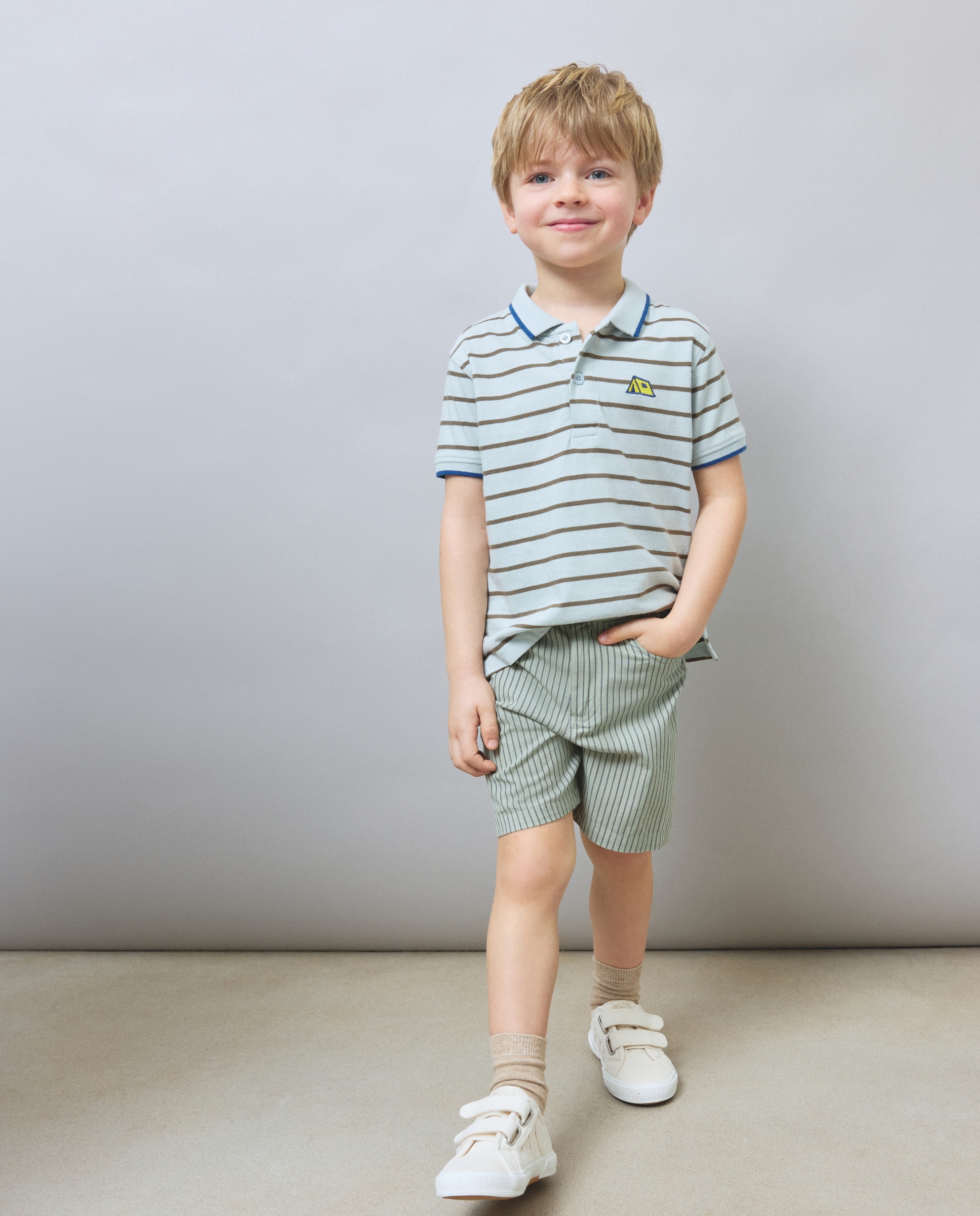Polo de Manga Curta às Riscas Kids El Corte Inglés Verde-1