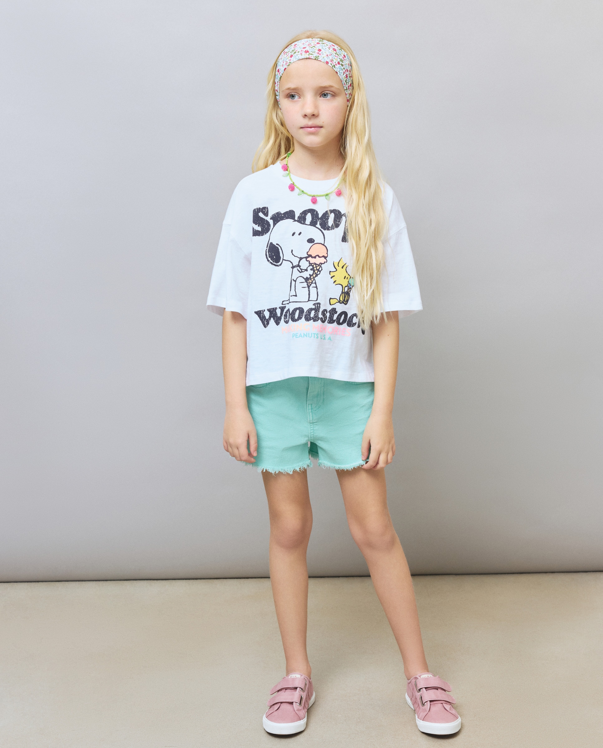 T-shirt com Estampado Snoopy e Manga Curta Branco-2