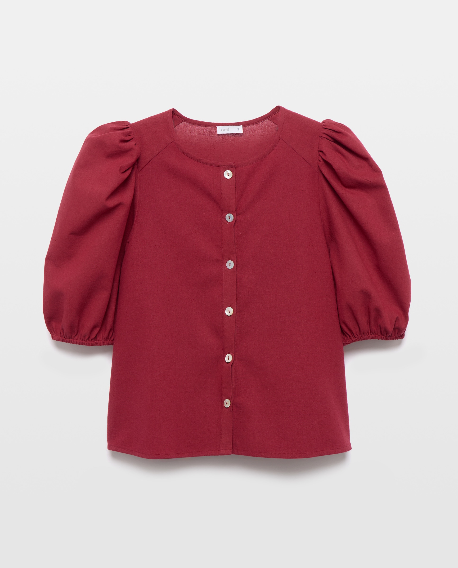 Blusa de mujer con manga abullonada Burdeos-4