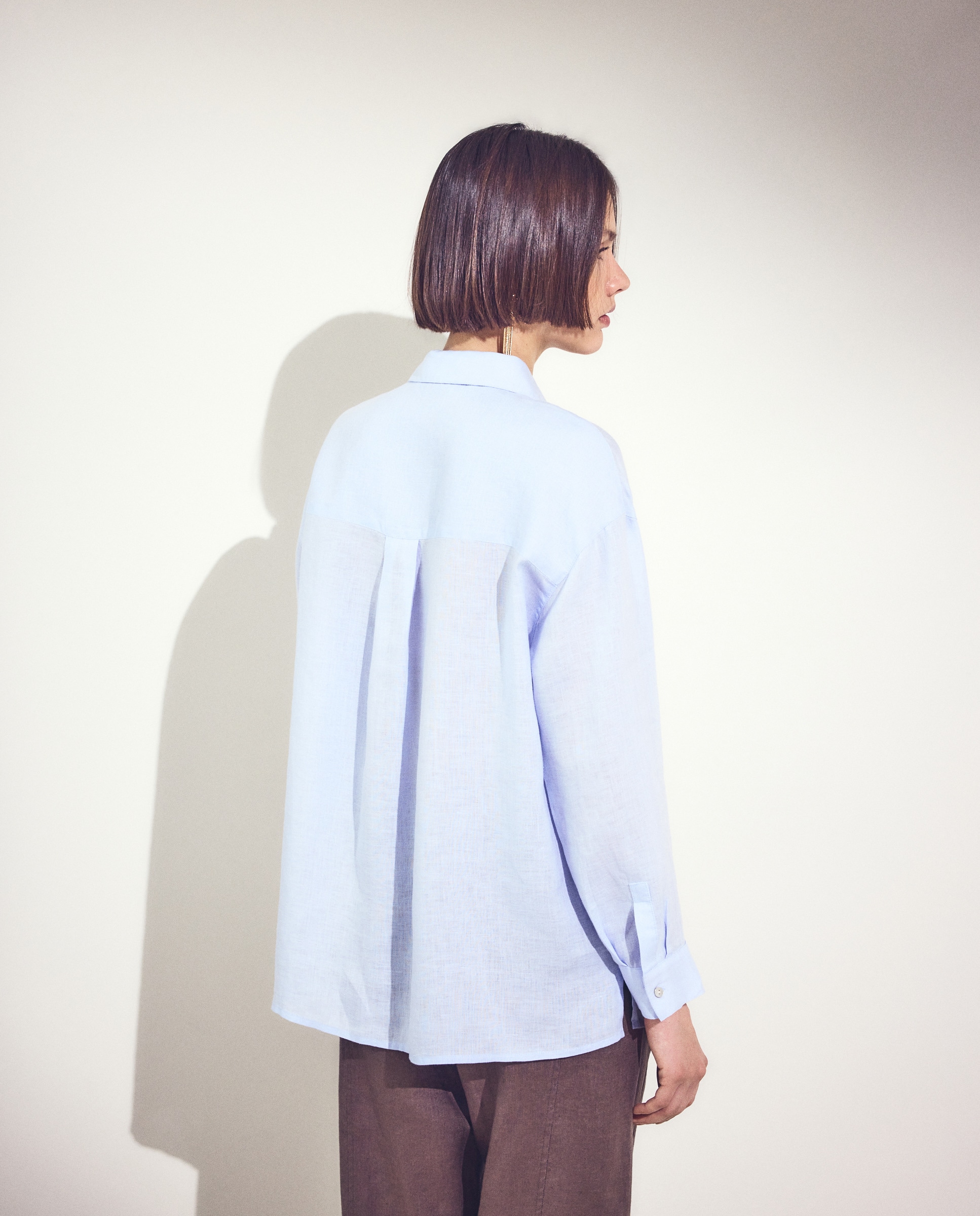 Camisa de Manga Comprida em Linho 410 Azul Claro-2