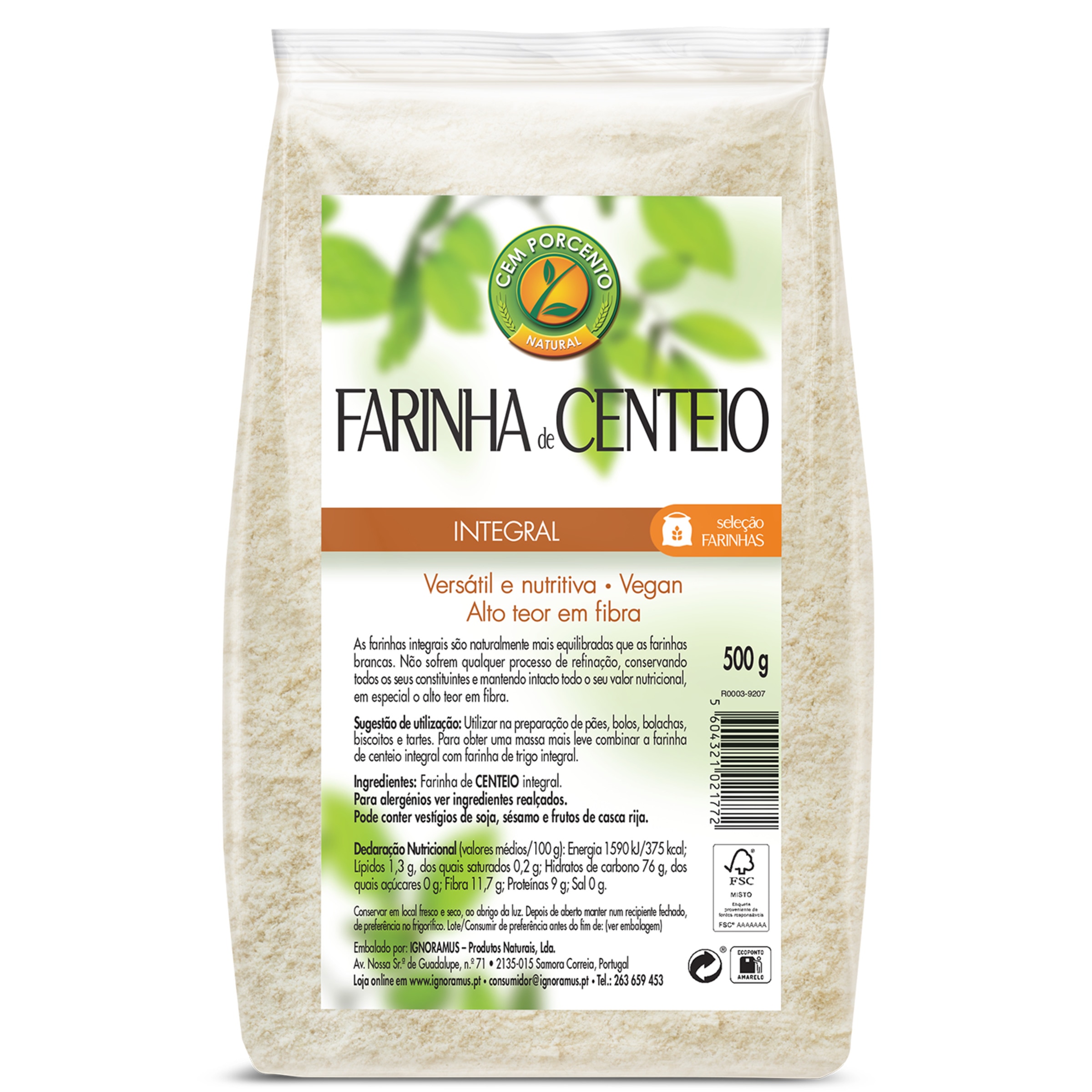 Farinha de Centeio Integral embalagem 500 g