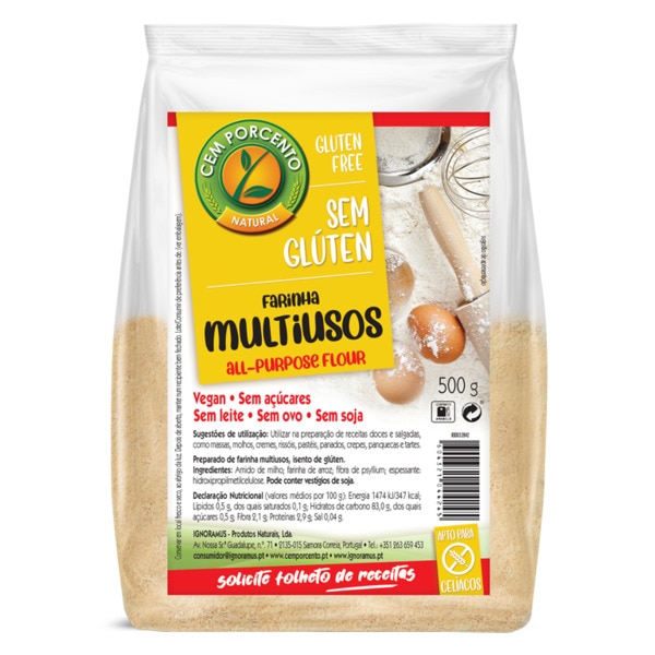 Farinha Multiusos Vegan sem Glúten embalagem 500 g