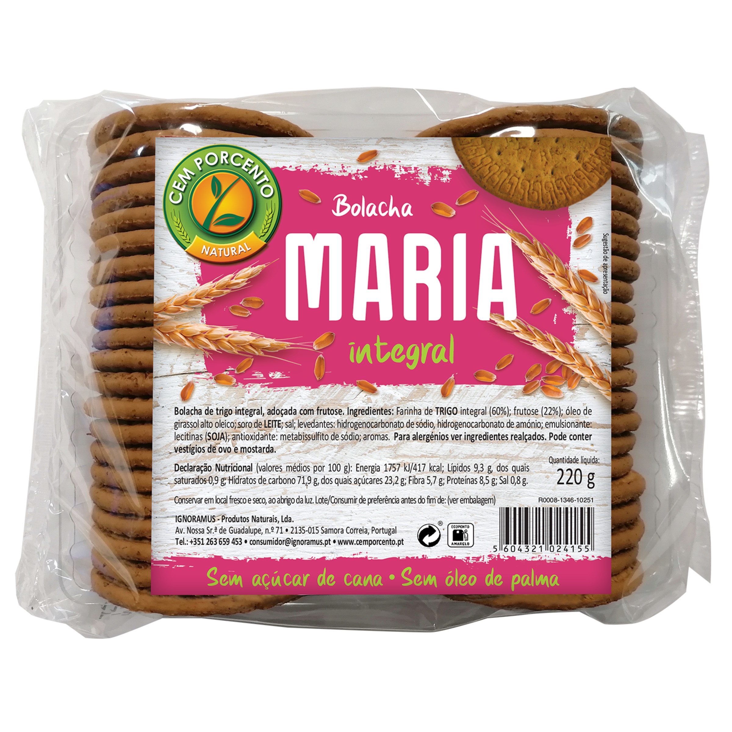Bolachas Maria sem Açúcar embalagem 220 g