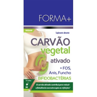 Carvão Vegetal Activado embalagem 30 capsulas - Forma +