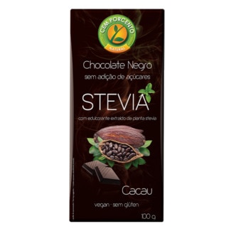 Chocolate Preto Extraído da Planta Stevia embalagem 100 g - Cem Porcento