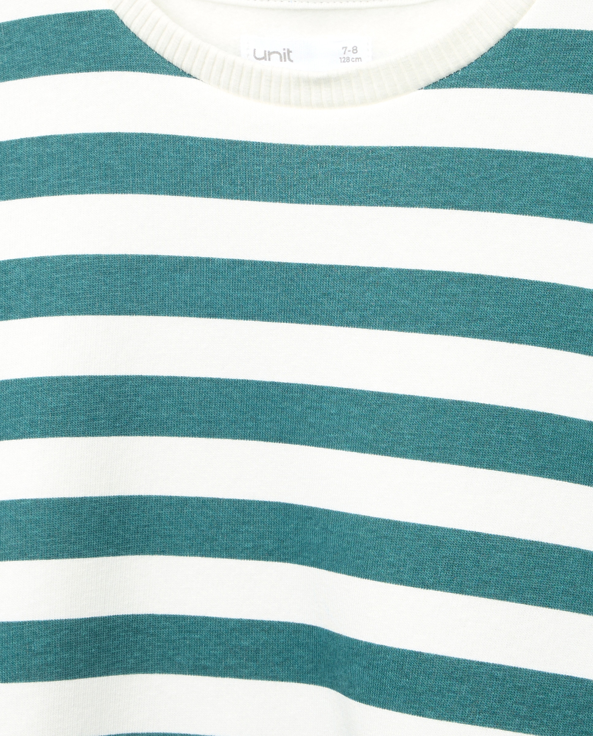 Sudadera niña basica cuello caja rayas Verde-3