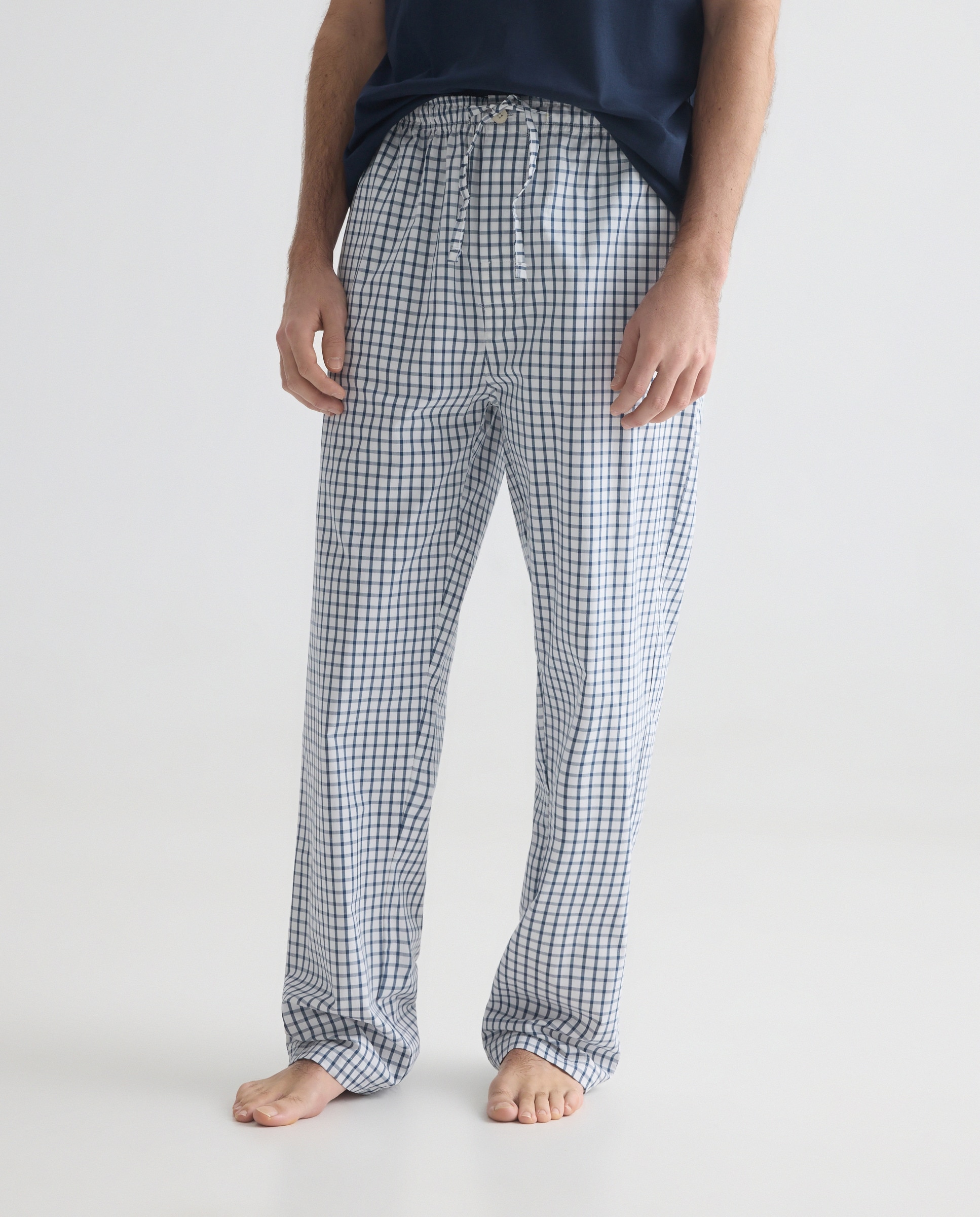 Pantalón pijama hombre con bolsillos de algodón Azul marino-2