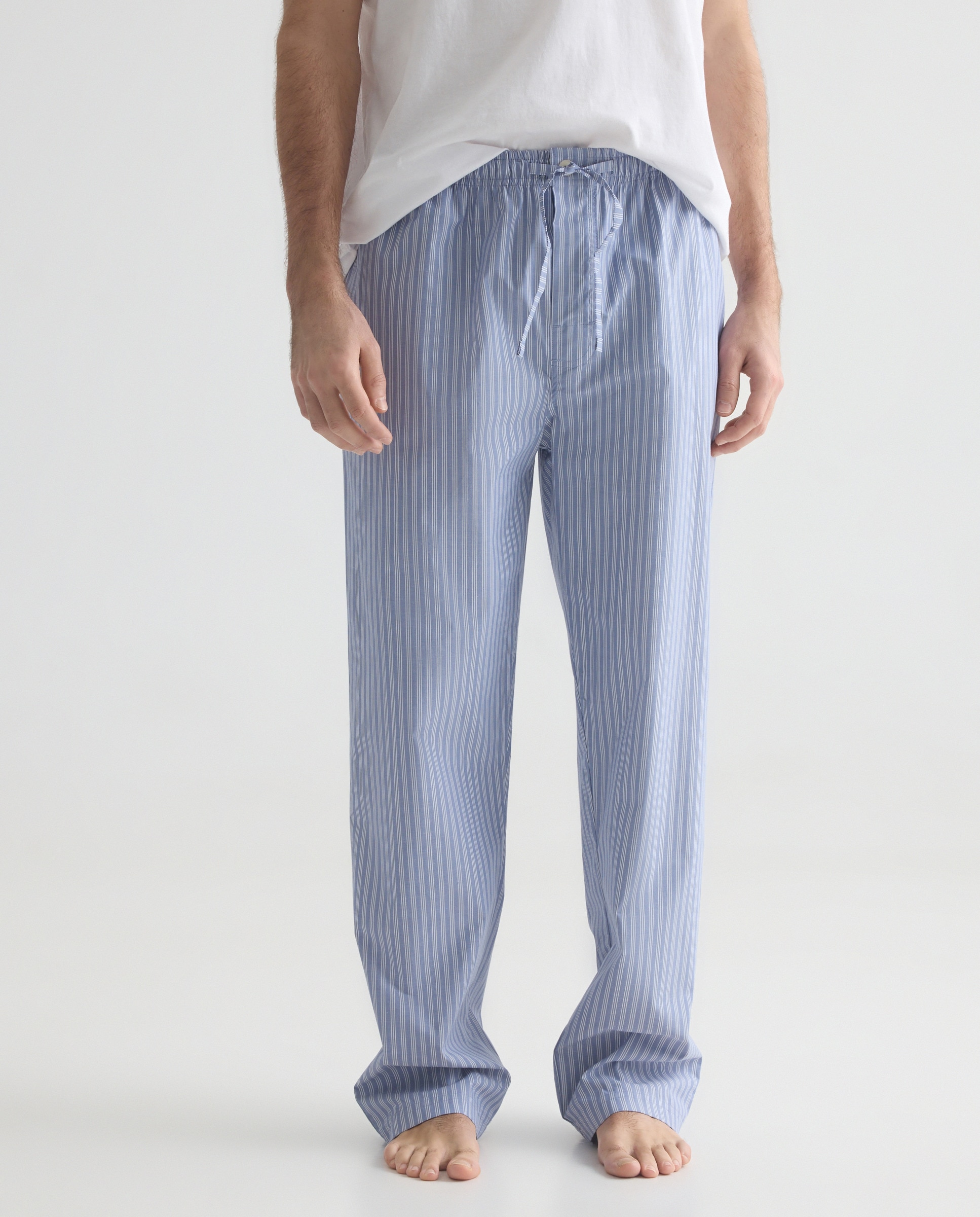 Pantalón pijama hombre con bolsillos de algodón 400 Azul-2