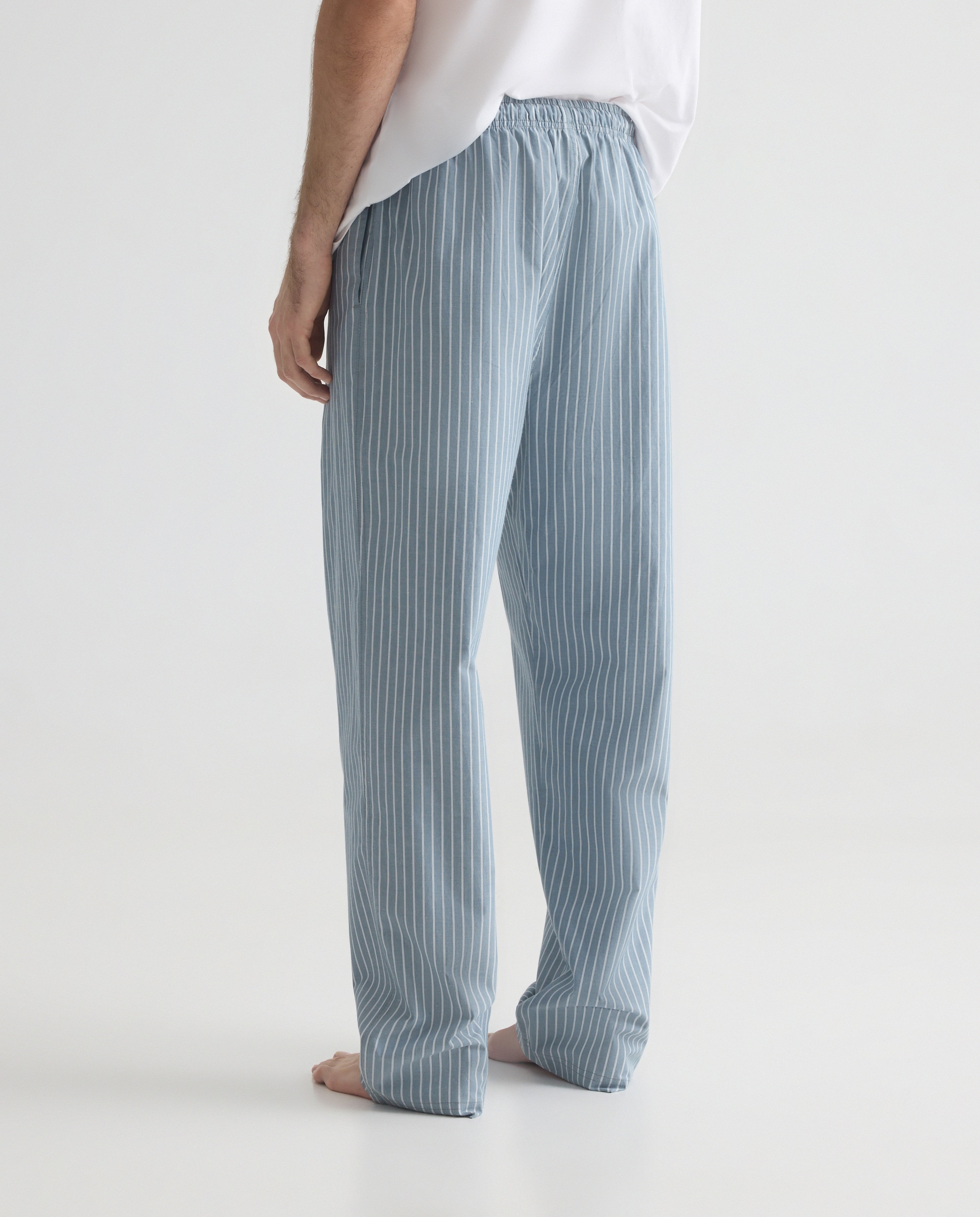 Pantalón pijama hombre con bolsillos de algodón Verde-3