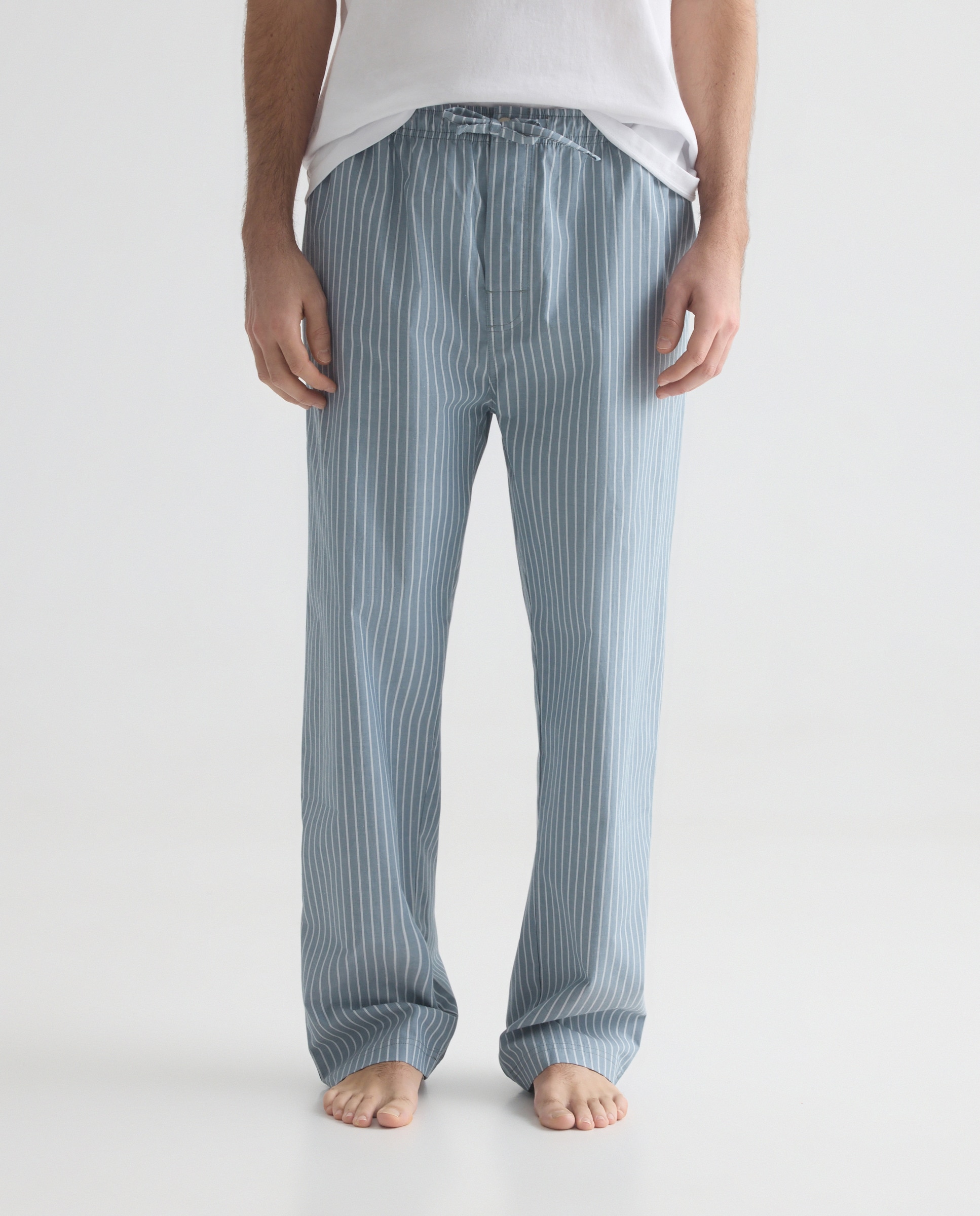 Pantalón pijama hombre con bolsillos de algodón Verde-2