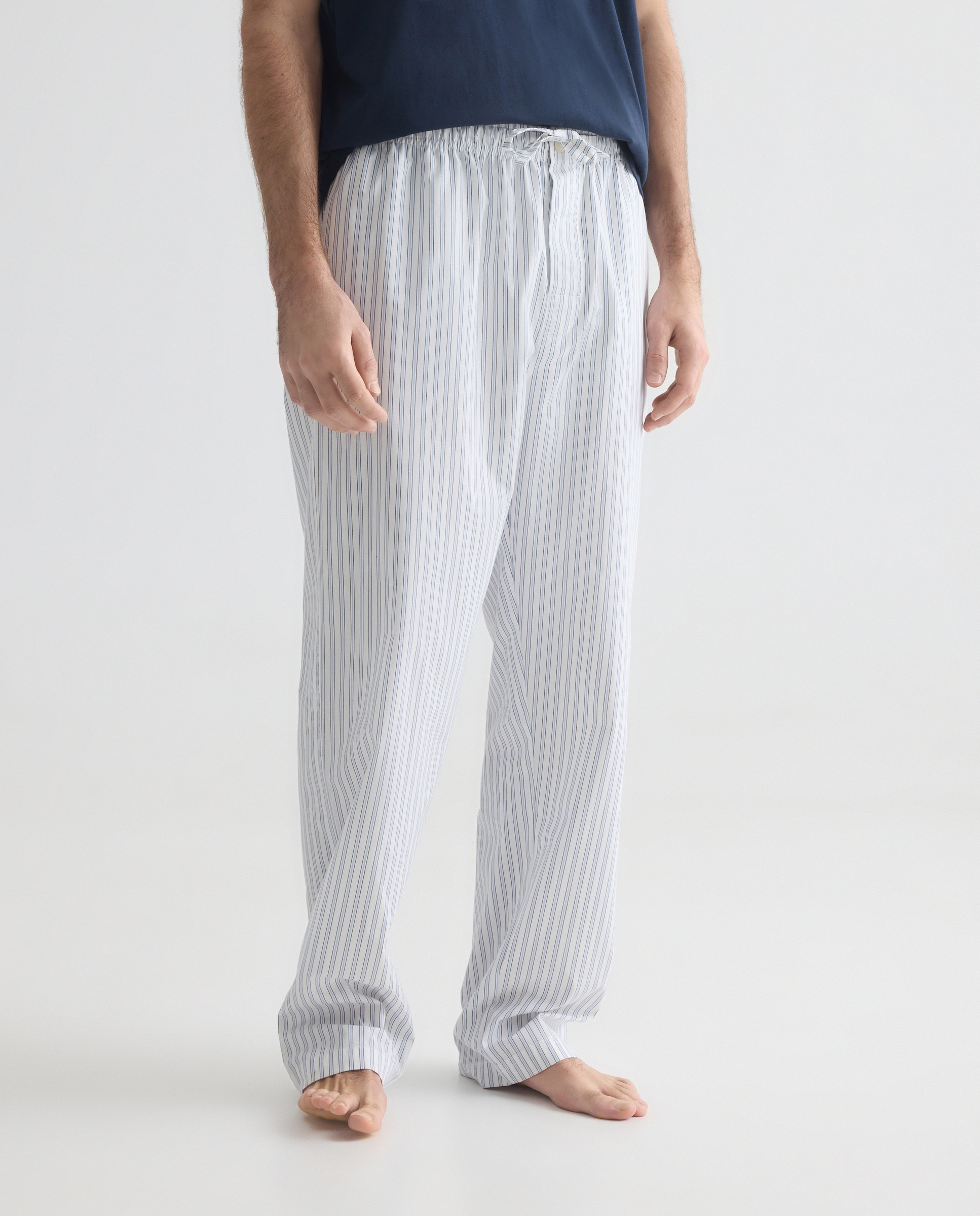 Pantalón pijama hombre con bolsillos de algodón 400 Azul-2