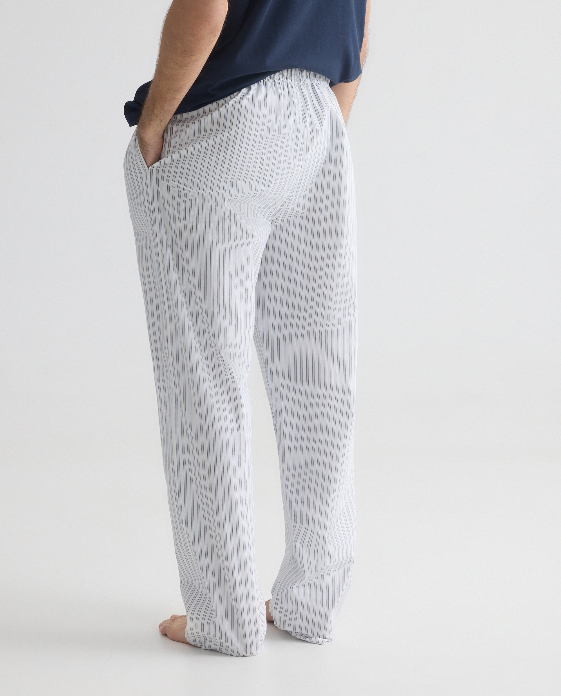 Pantalón pijama hombre con bolsillos de algodón 400 Azul-3