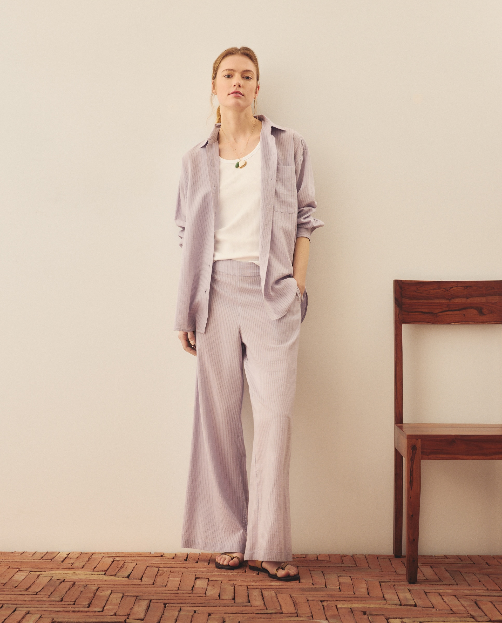 Camisa Oversize Lisa de Manga Comprida Roxo-2