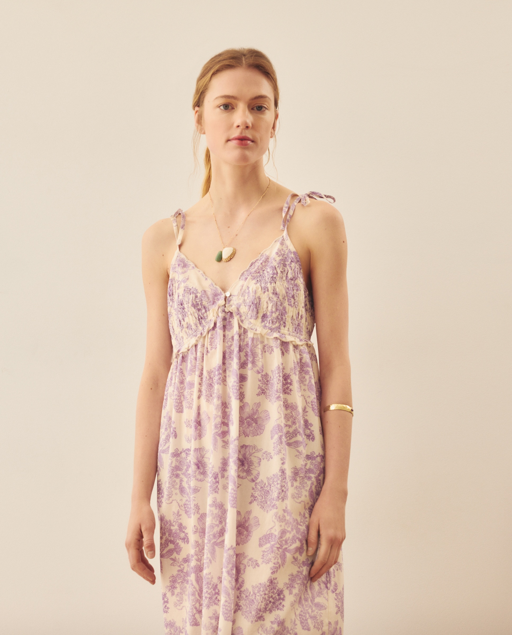 Vestido de Chiffon de Algodão Branco-2