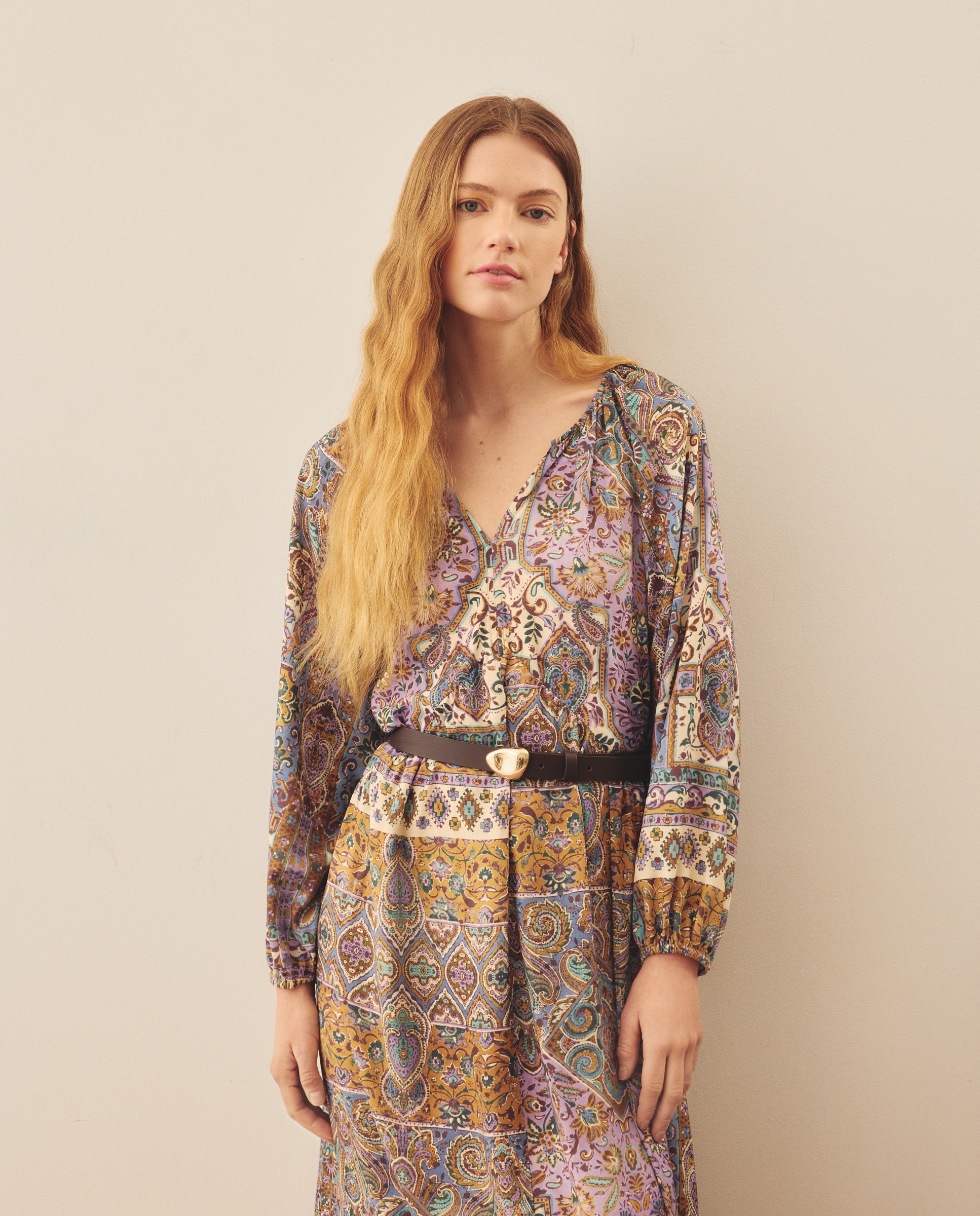 Vestido Boho Paisley Rosa-2