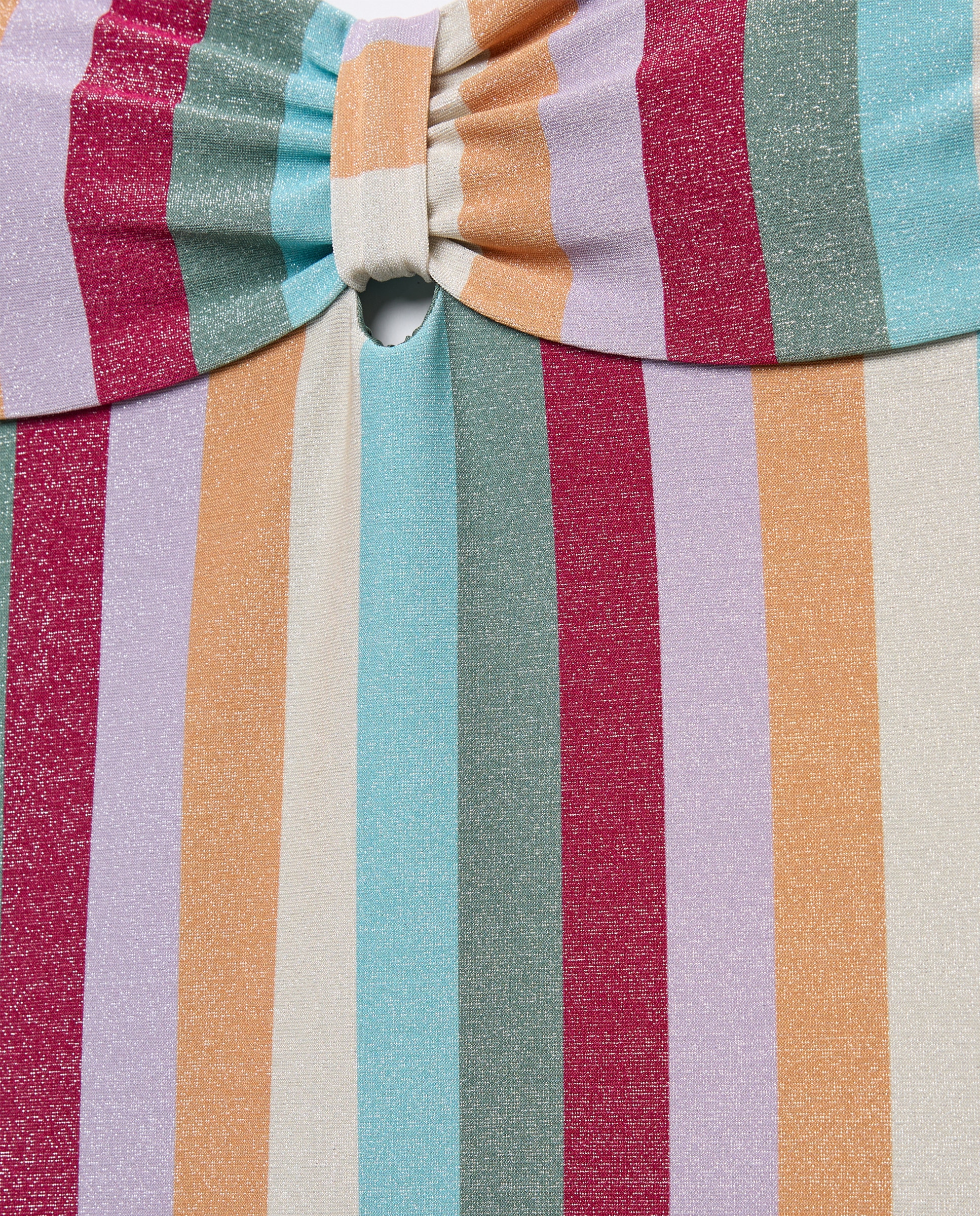 Fato de banho Bandeau com Fio Metalizado e Estampado às Riscas Multicolor Multicolor-6