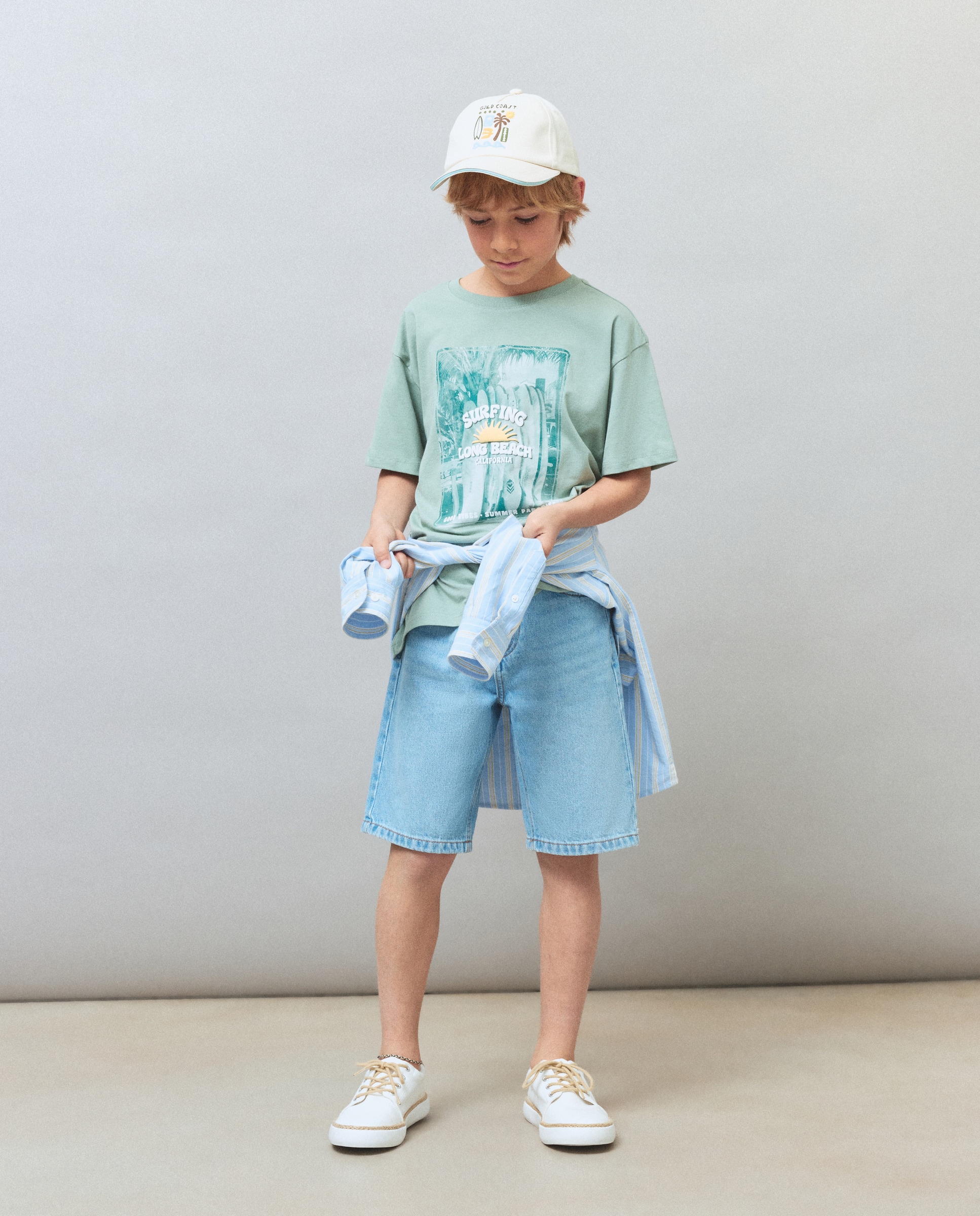 T-shirt de Manga Curta com Estampado Fotográfico Kids El Corte Inglés Verde-1