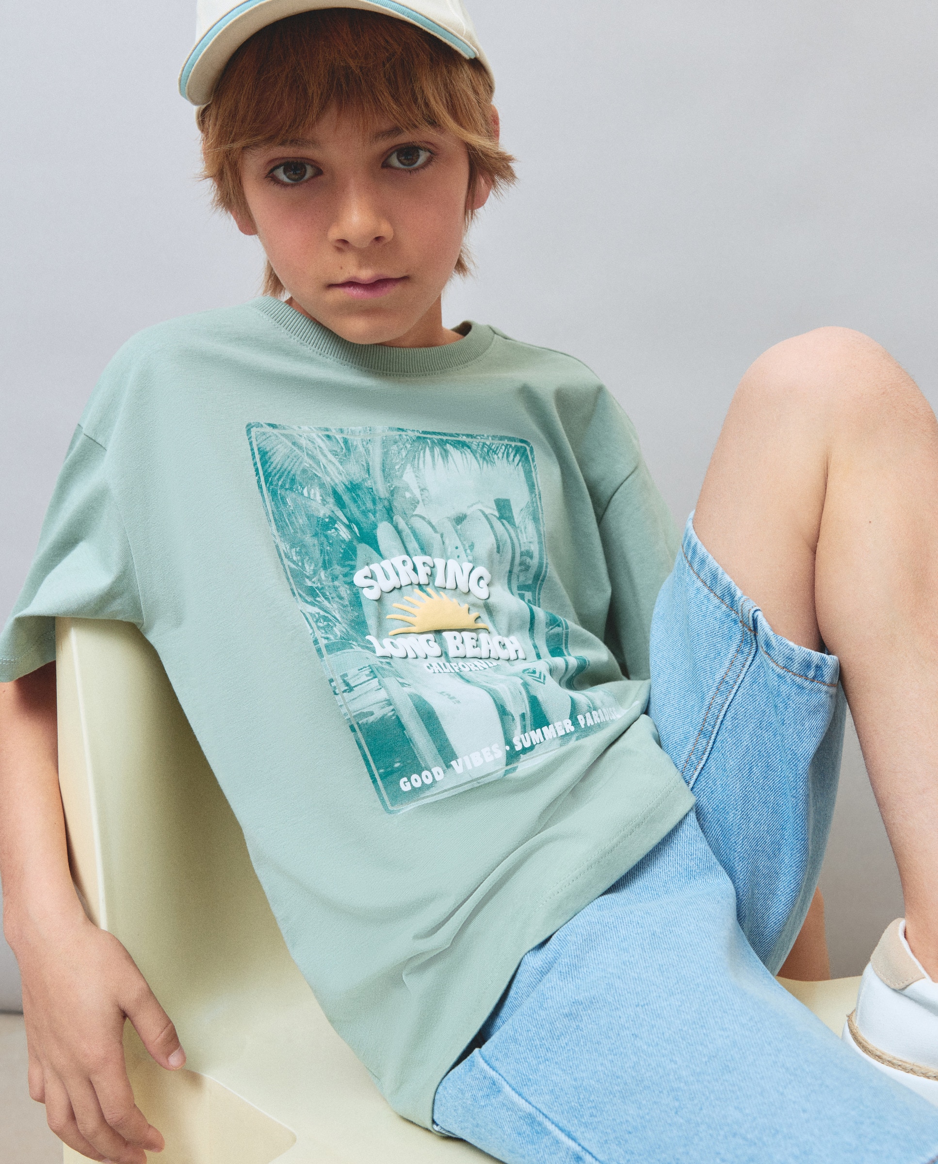 T-shirt de Manga Curta com Estampado Fotográfico Kids El Corte Inglés Verde-2