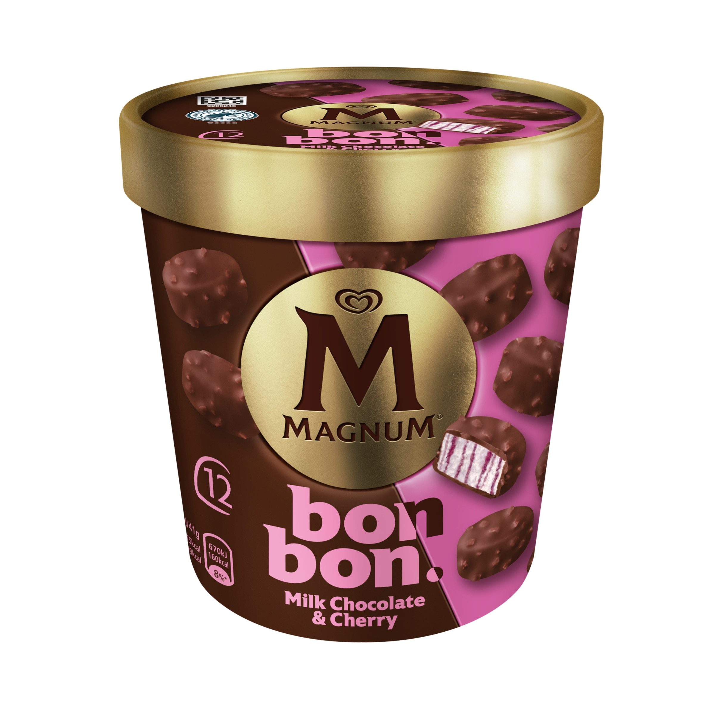 Gelado Bombons Milk Choc&Cherry embalagem 204 ml
