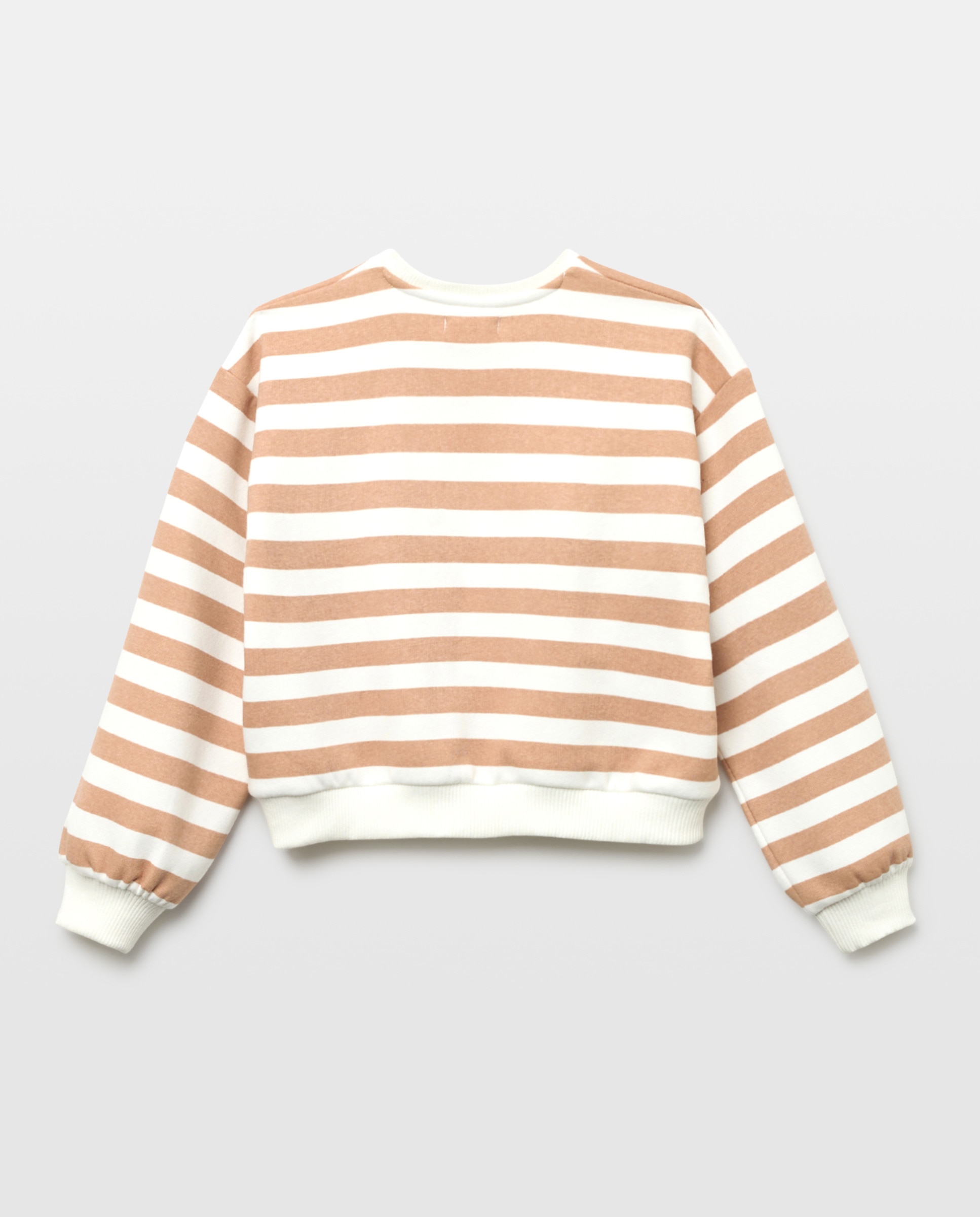 Sudadera niña basica cuello caja rayas 200 Rosa-2