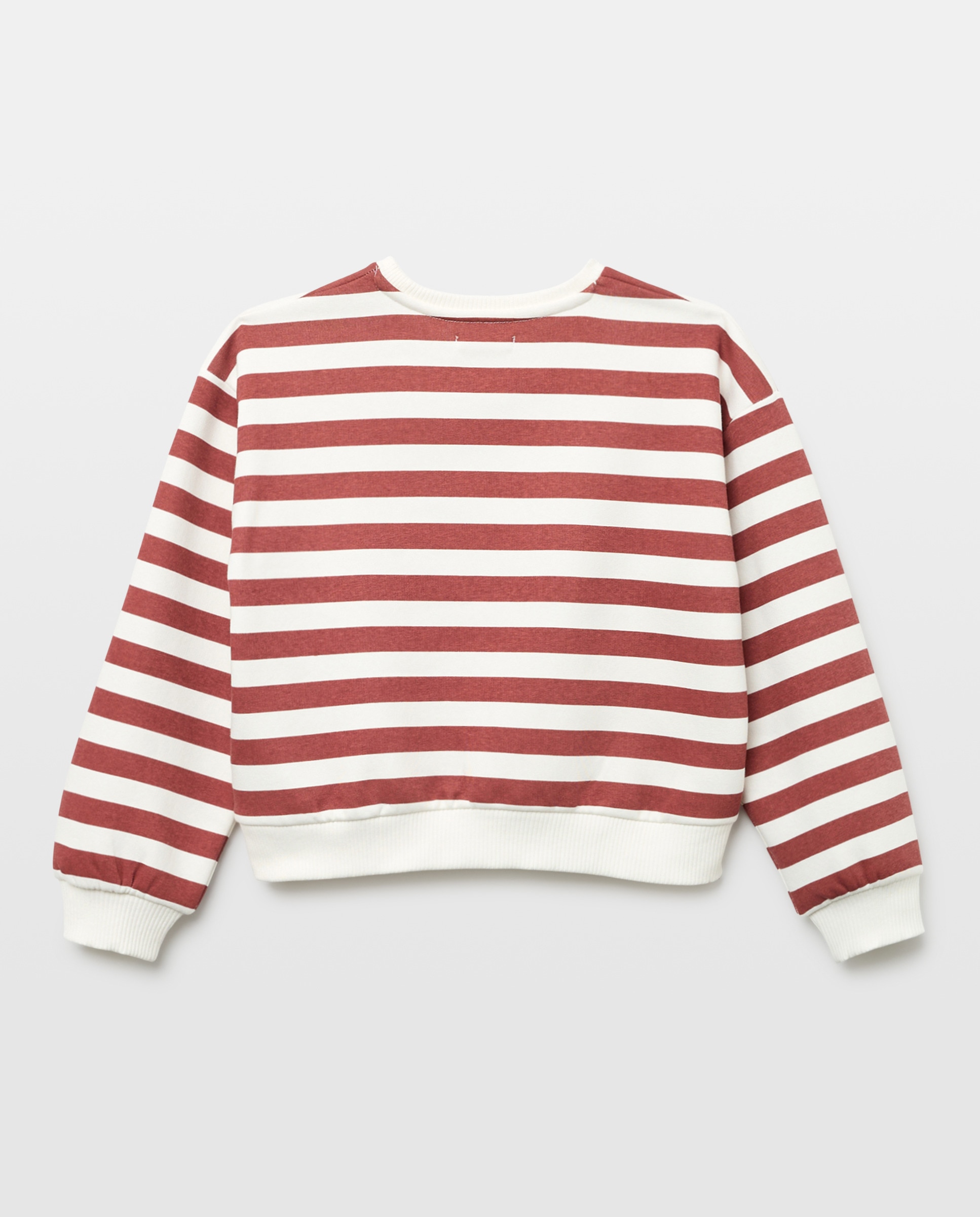 Sudadera niña basica cuello caja rayas 770 Terracota-2