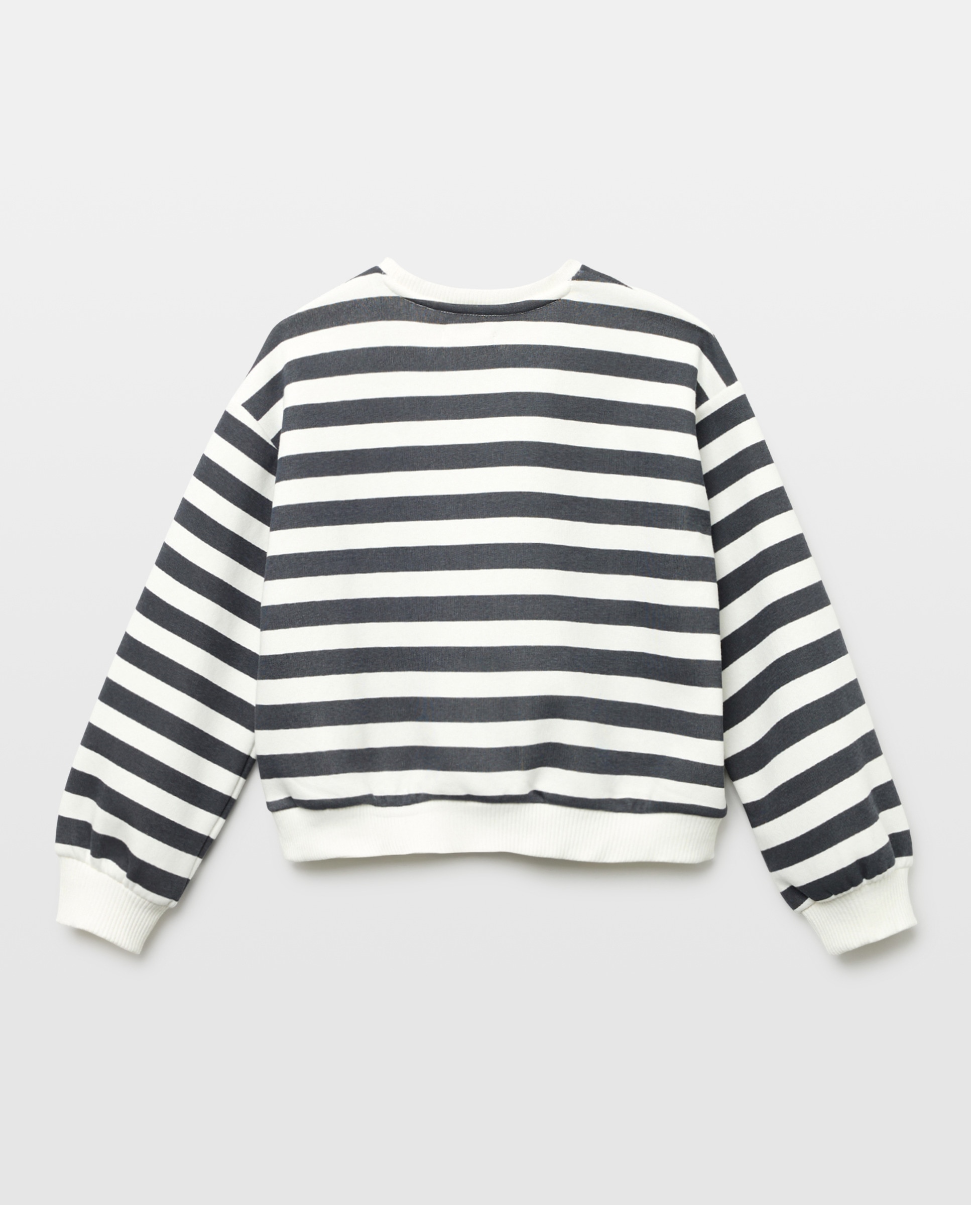 Sudadera niña basica cuello caja rayas 830 Antracita-2
