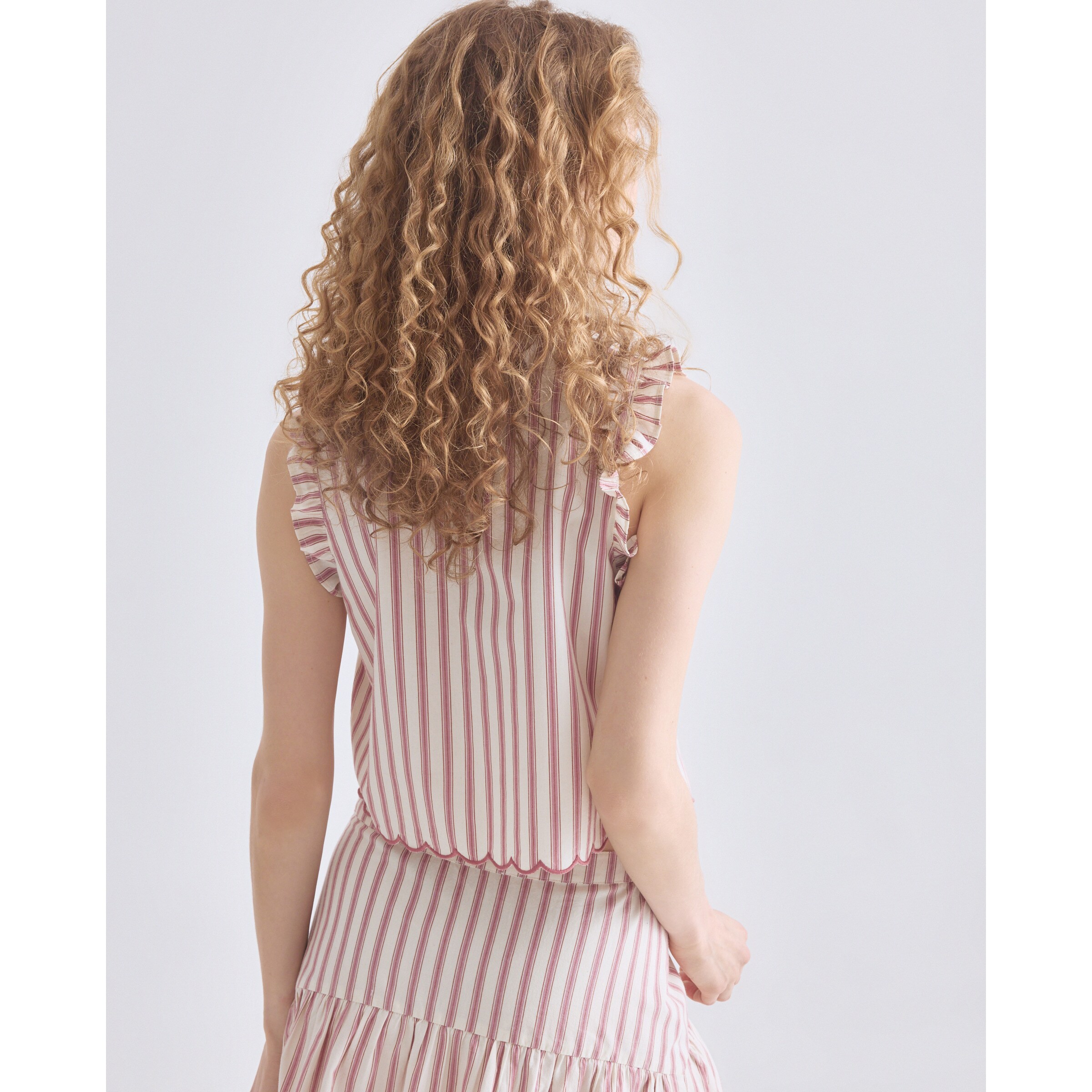 Blusa de mujer de rayas total look Verde-3