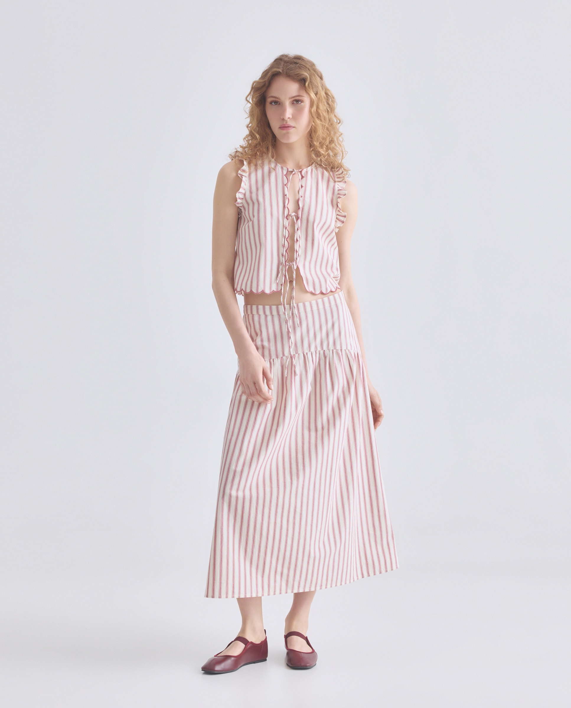 Imagen 0 de Falda de mujer de rayas total look