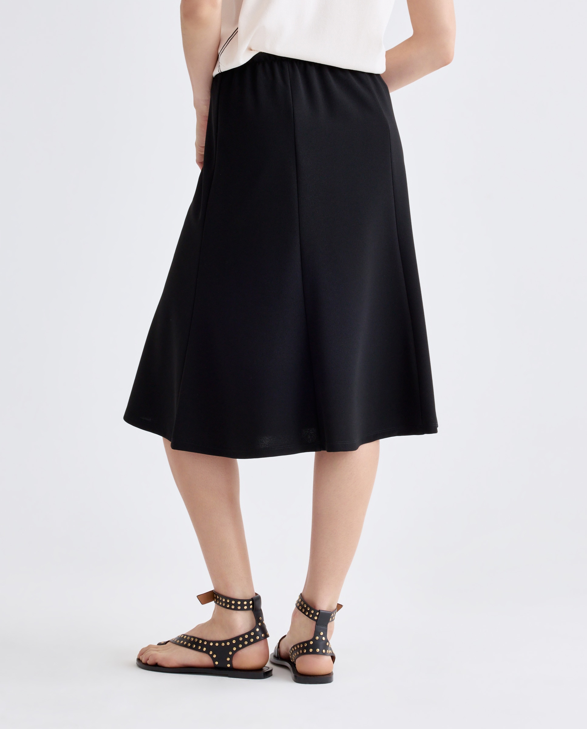 Saia Lisa com Cós Elástico Preto-3