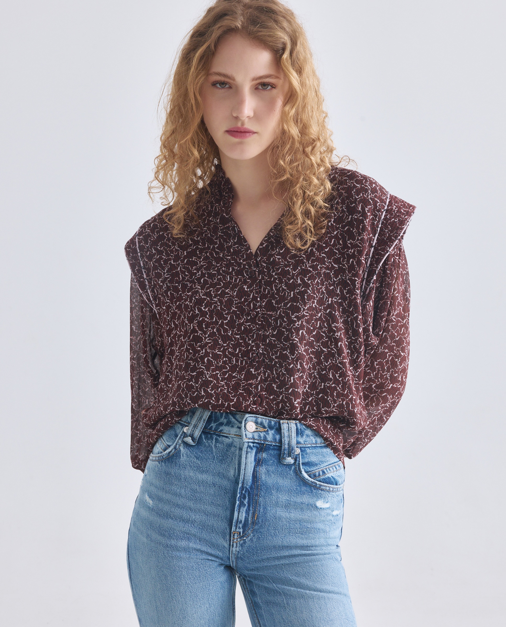 Camisa de Manga Comprida Georgette. Multicolor-2
