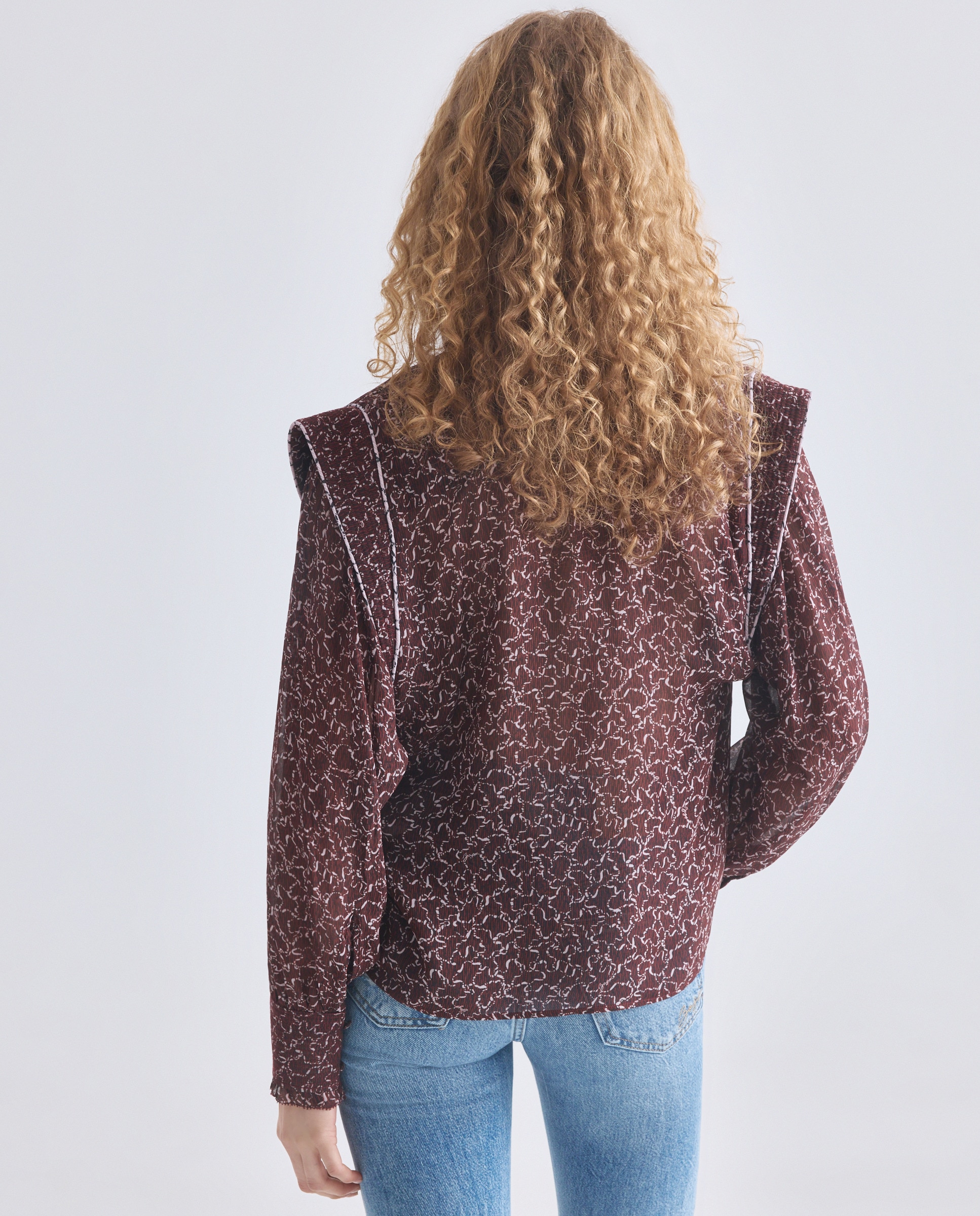 Camisa de Manga Comprida Georgette. Multicolor-3