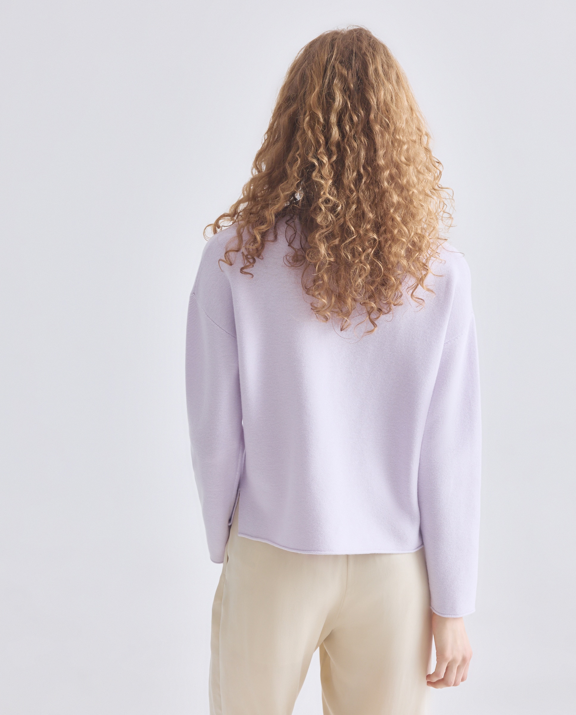 Camisola de Malha com Manga Comprida e Decote Redondo Roxo-3