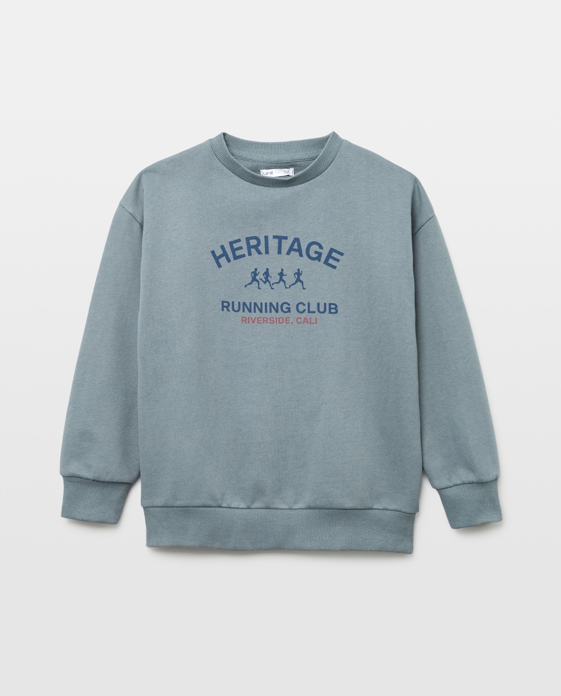 Sudadera de niño cuello caja estampada Cerúleo-1