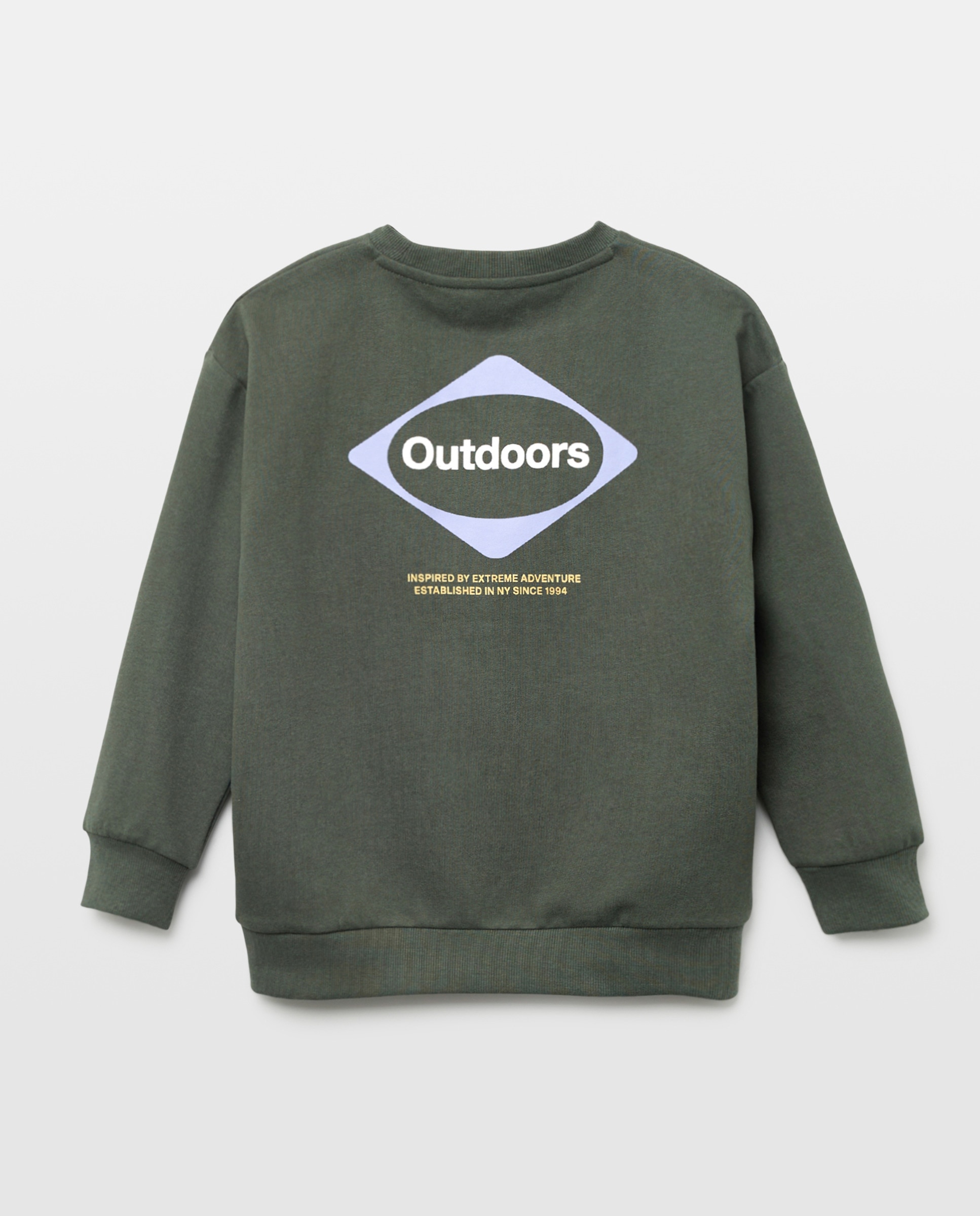 Sudadera de niño cuello caja estampada 530 Verde oscuro-2