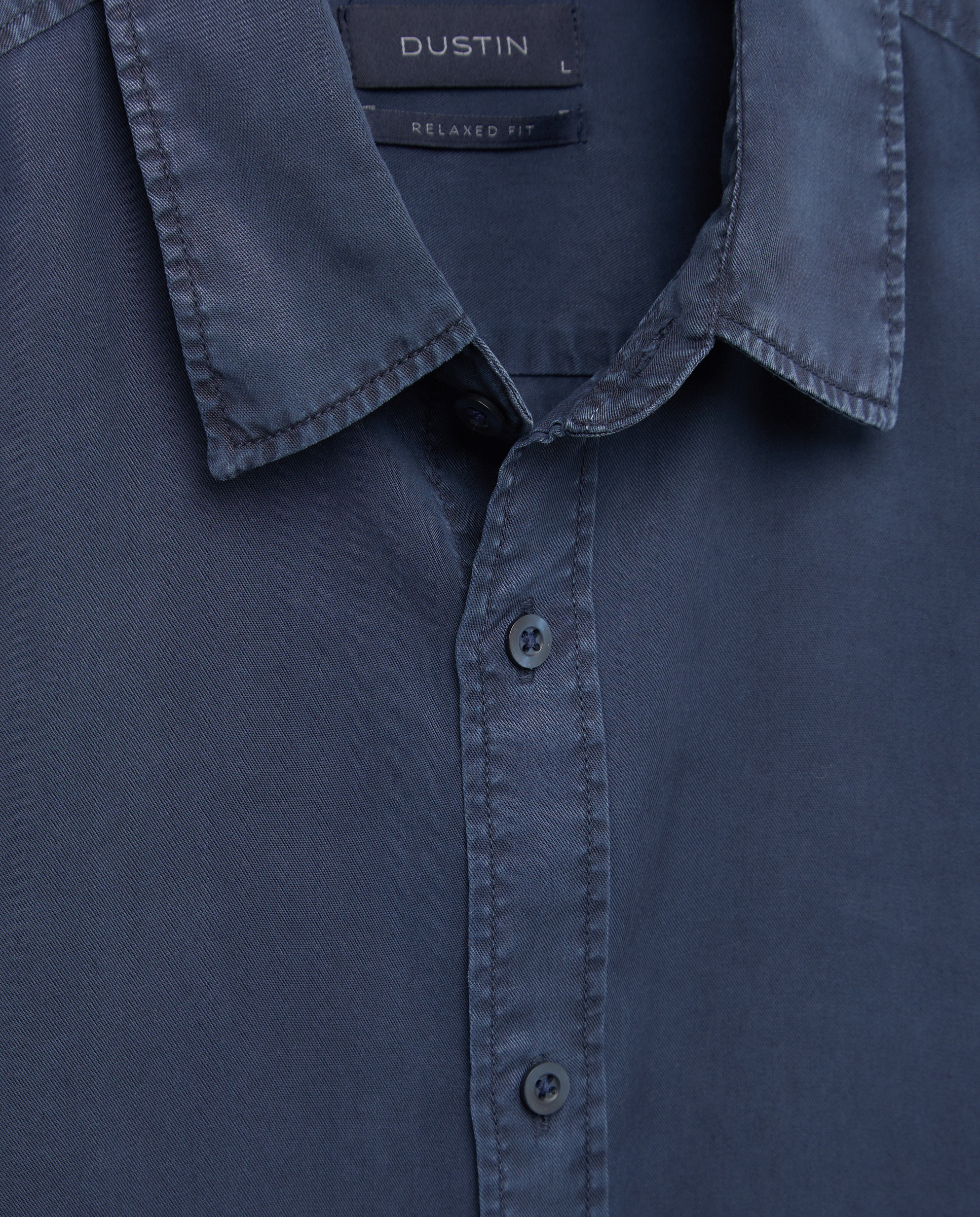 Camisa Casual de Tencel Lisa Garment Dye Regular Fit Azul-marinho-2
