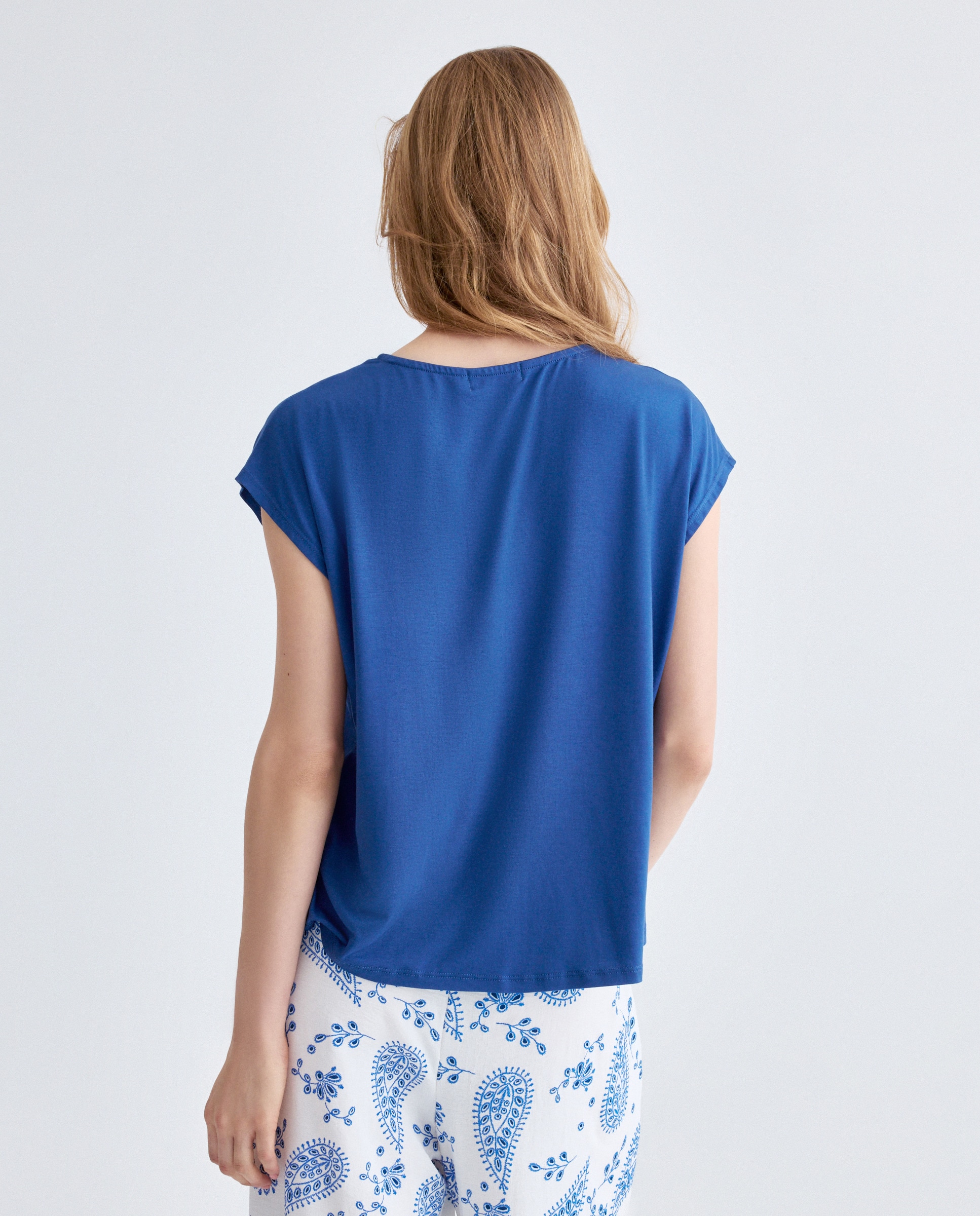 Blusa de senhora Azul-índigo-3