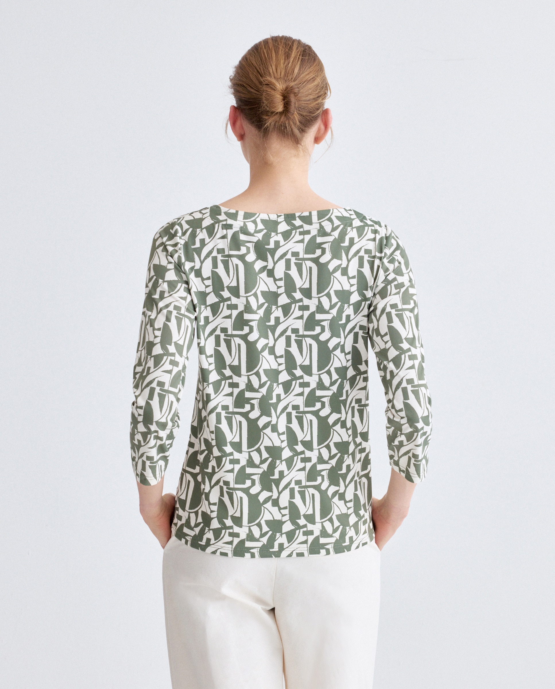 T-shirt estampada com manga 3/4 Verde-3
