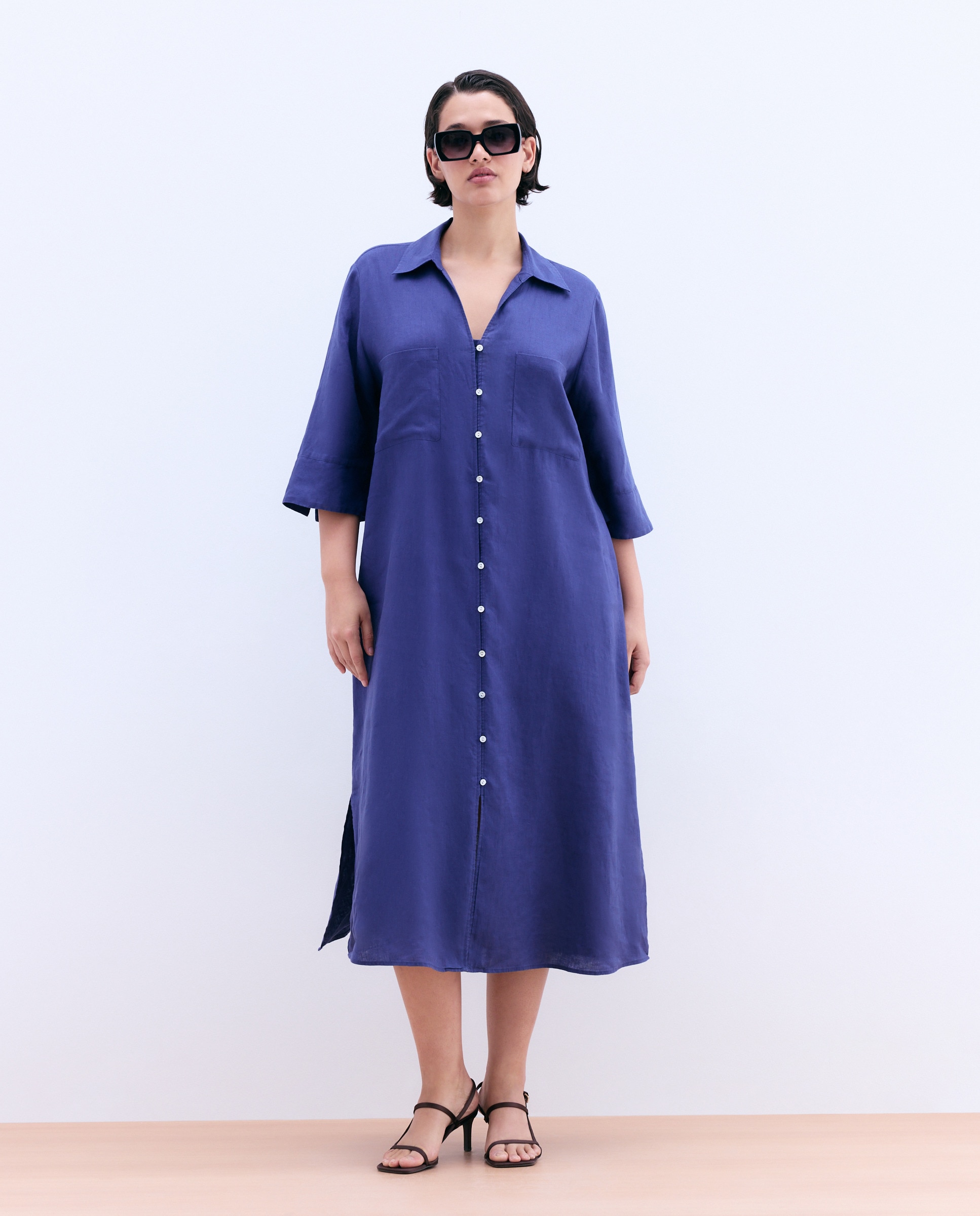 Vestido Midi Liso 400 Azul-4